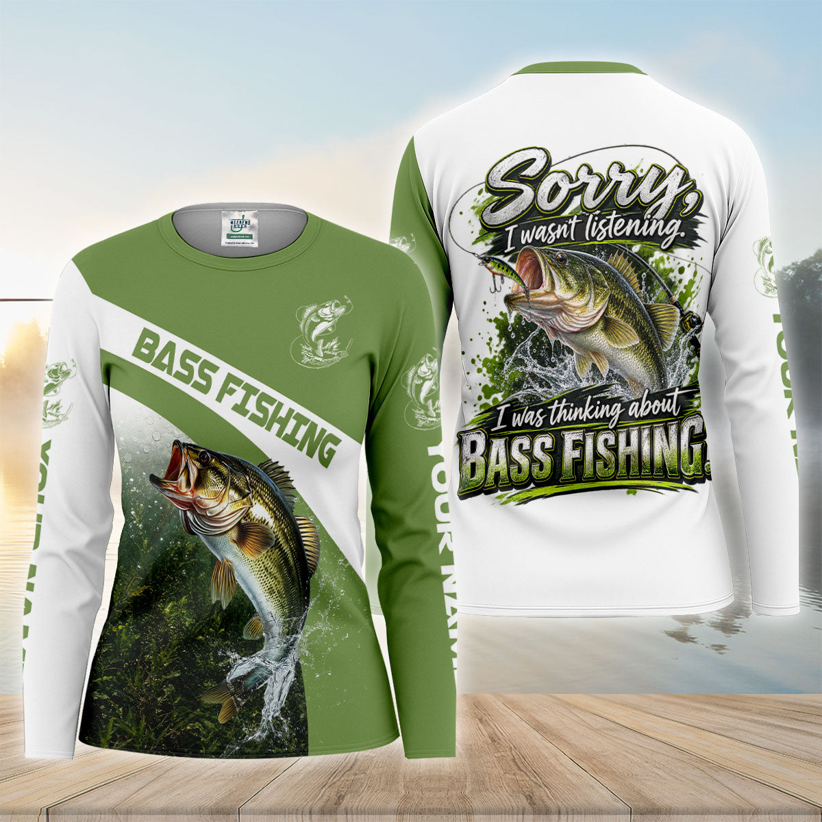Thinking About Bass Fishing Green UPF Shirt, Womens Fishing Shirt, Fishing Sun Shirt