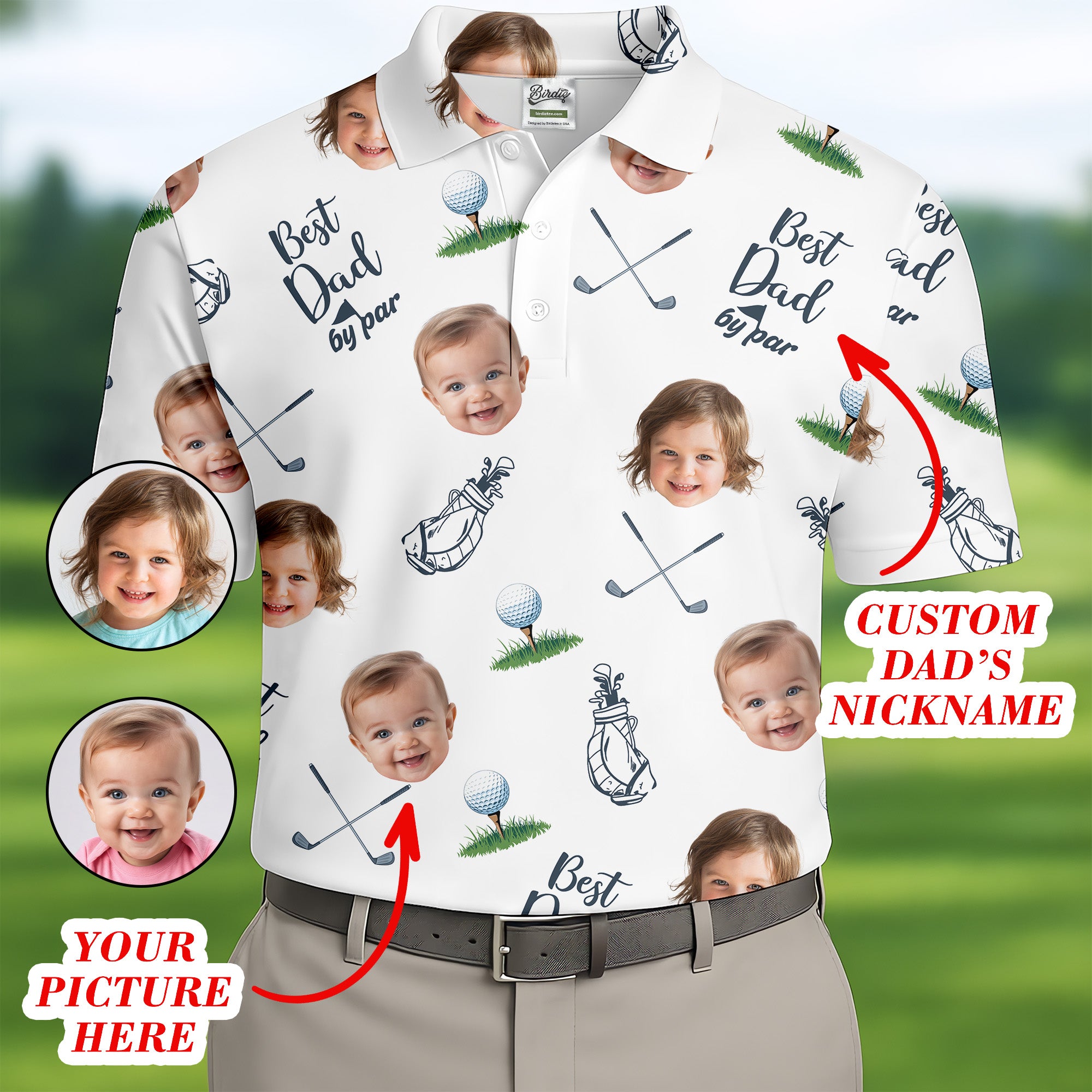Best Dad By Par Custom Photo Golf Shirt, Funny Golf Polo Shirt, Gift for Dad Husband