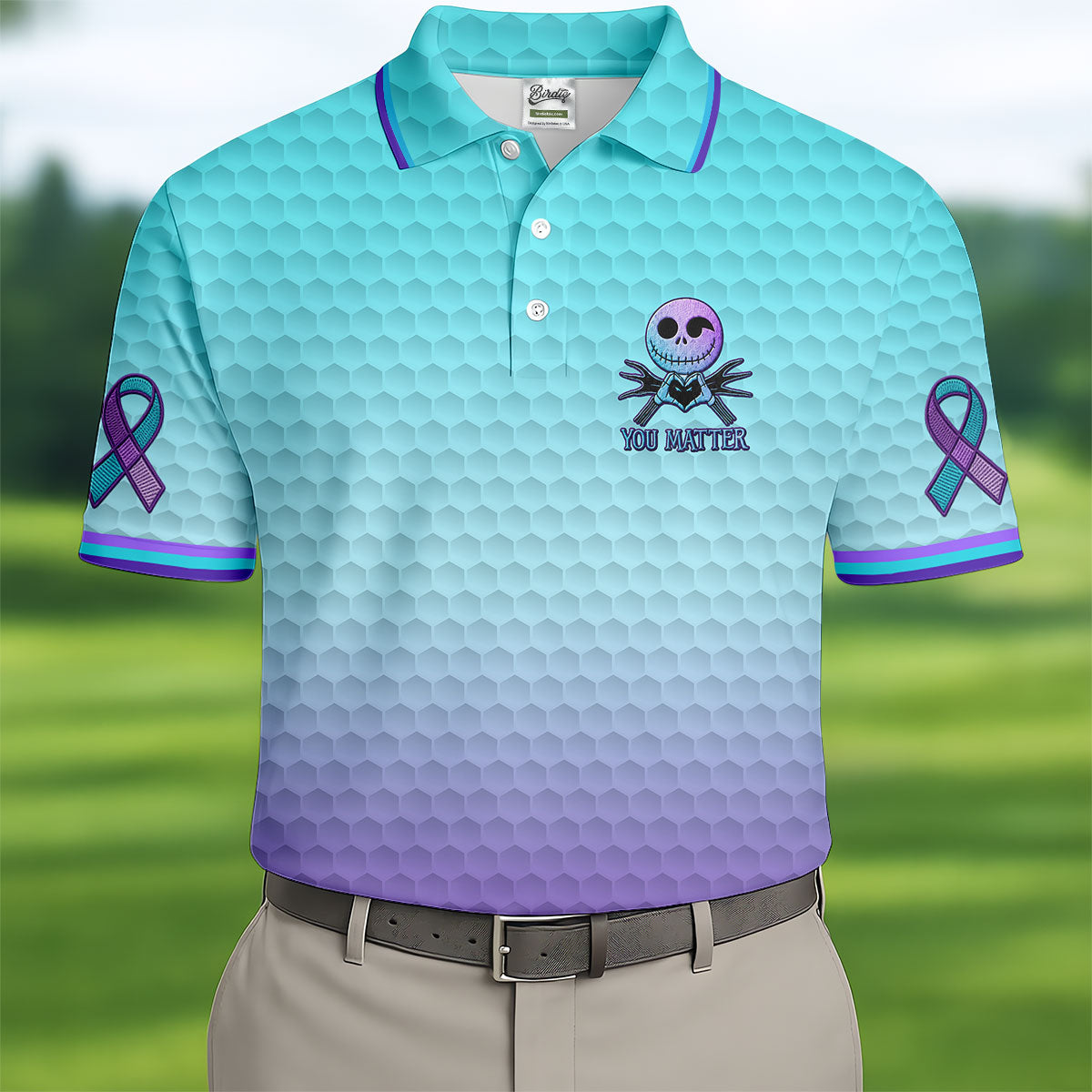 You Matter Suicide Prevention Skeleton Pocket Logo Polo Shirts For Men, Mens Golf Polo