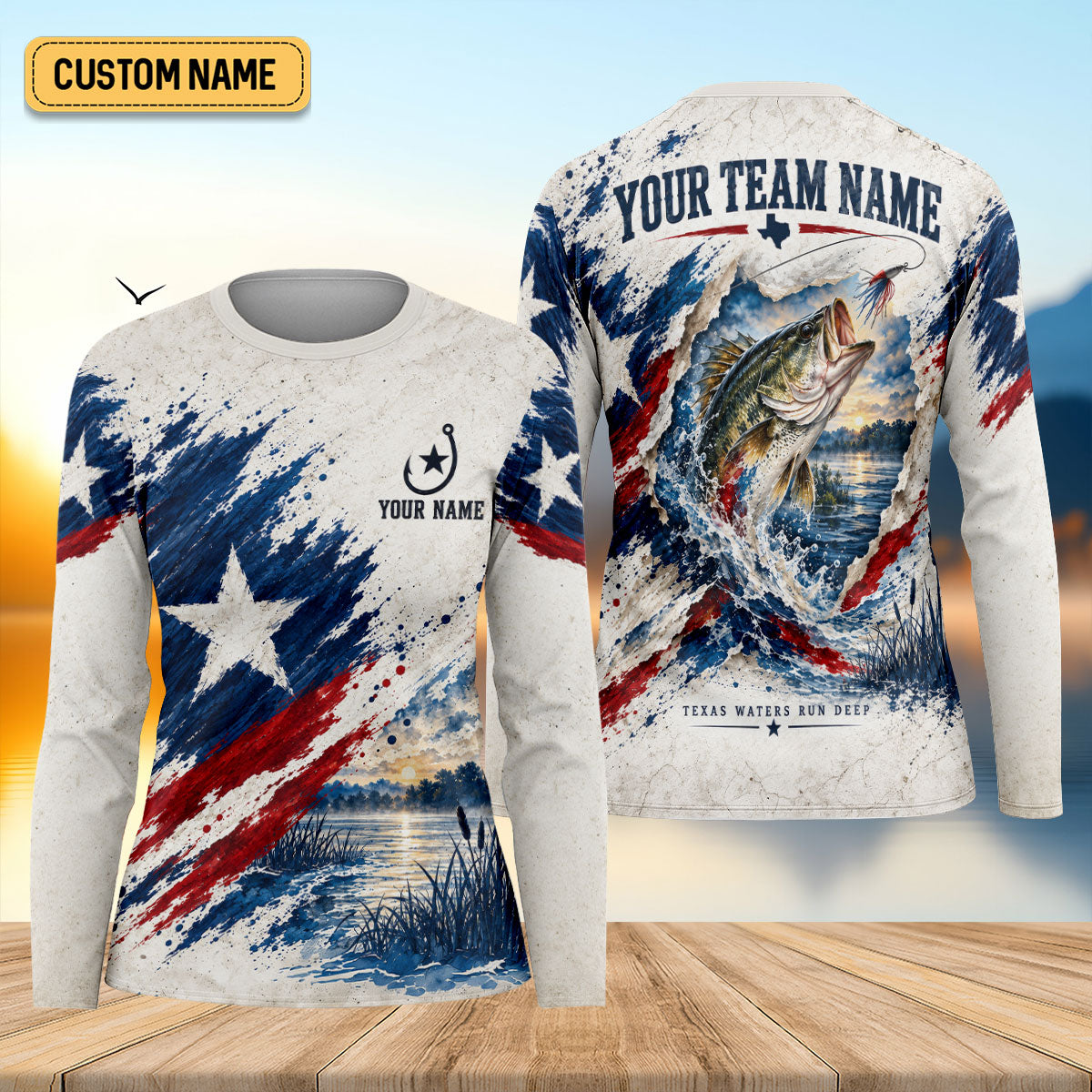 Personalized Texas Bass Fishing UPF Shirt, Fishing Shirts For Women, Bass Fishing Shirt