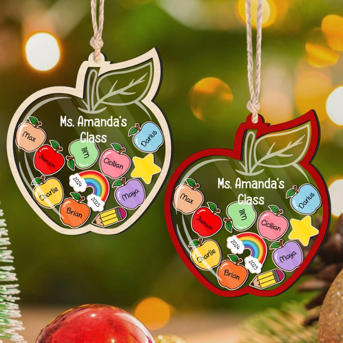 Teacher Appreciation Thank You Gifts, Christmas Shaker Ornament, Personalized Teacher Gifts