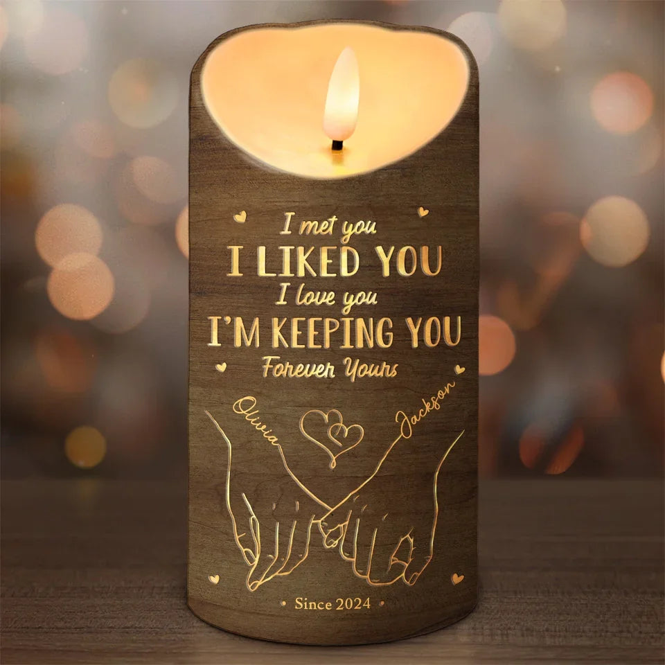 I Met You I Liked You I Love You Flameless LED Candle, Personalized Led Candles, Wedding Anniversary Gifts