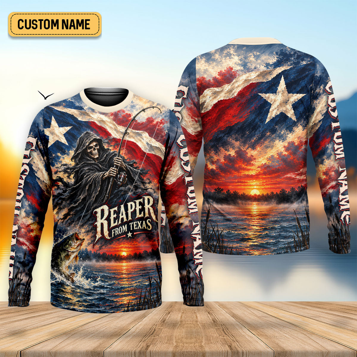 Reaper From Texas Bass Fishing UPF Shirt, Fishing Jersey, Fishing Apparel For Men