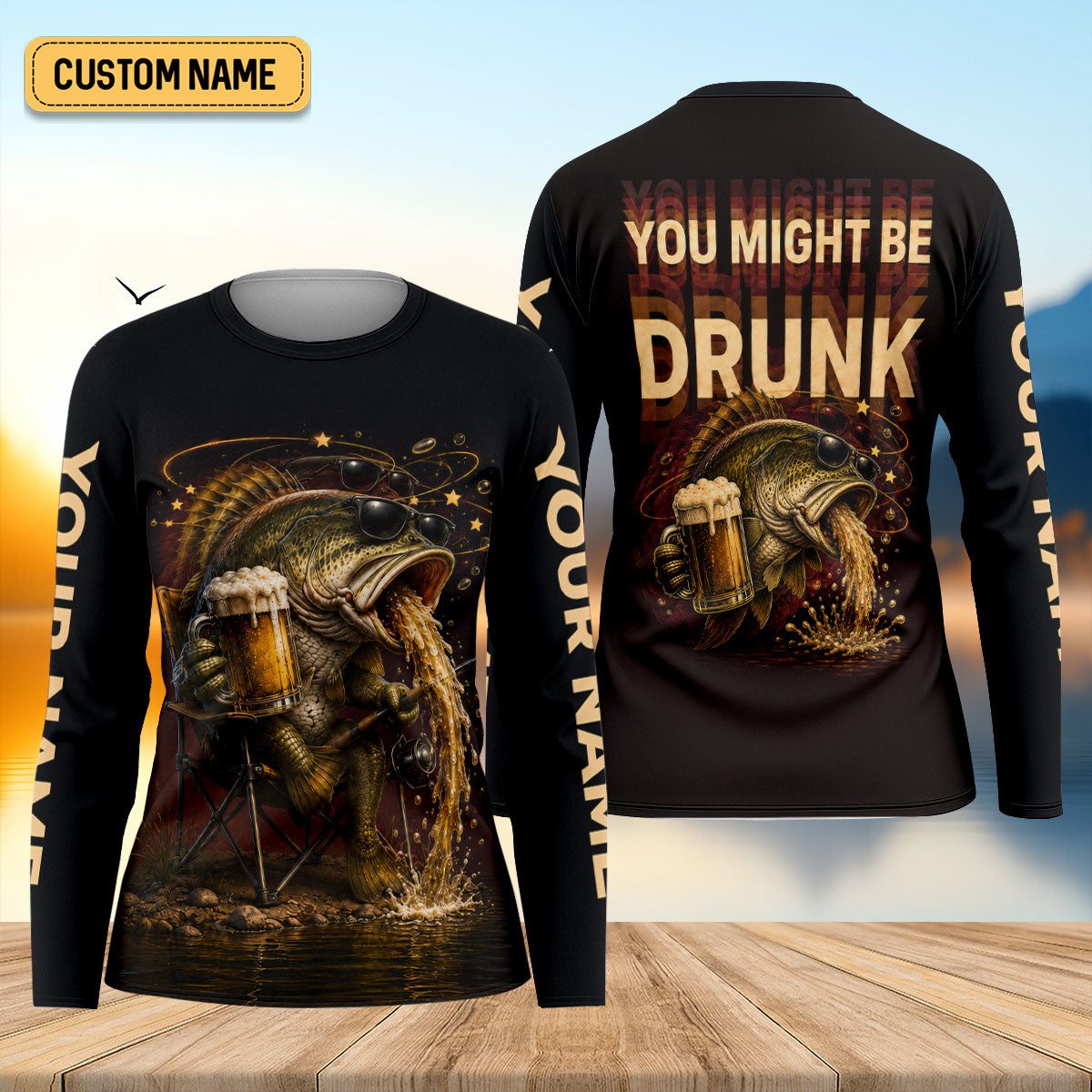 Custom Funny Drunk Bass Fishing UPF Shirt, Womens Fishing Shirt, Bass Fishing Shirt