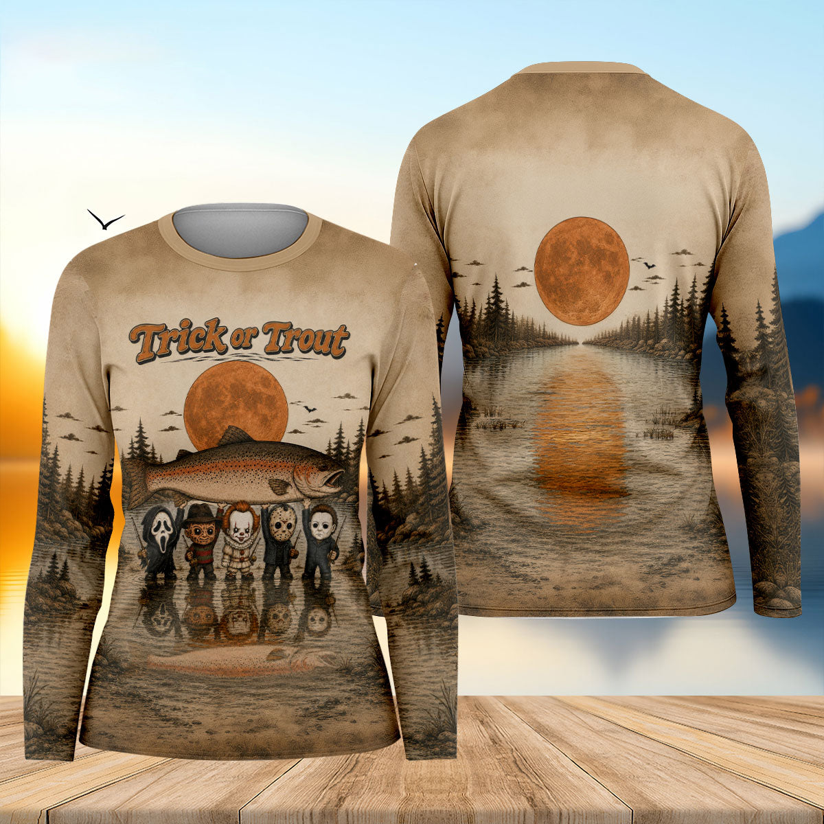 Trick Or Trout UPF Fishing Shirt, Fishing Shirts For Women, Halloween Fishing Shirt