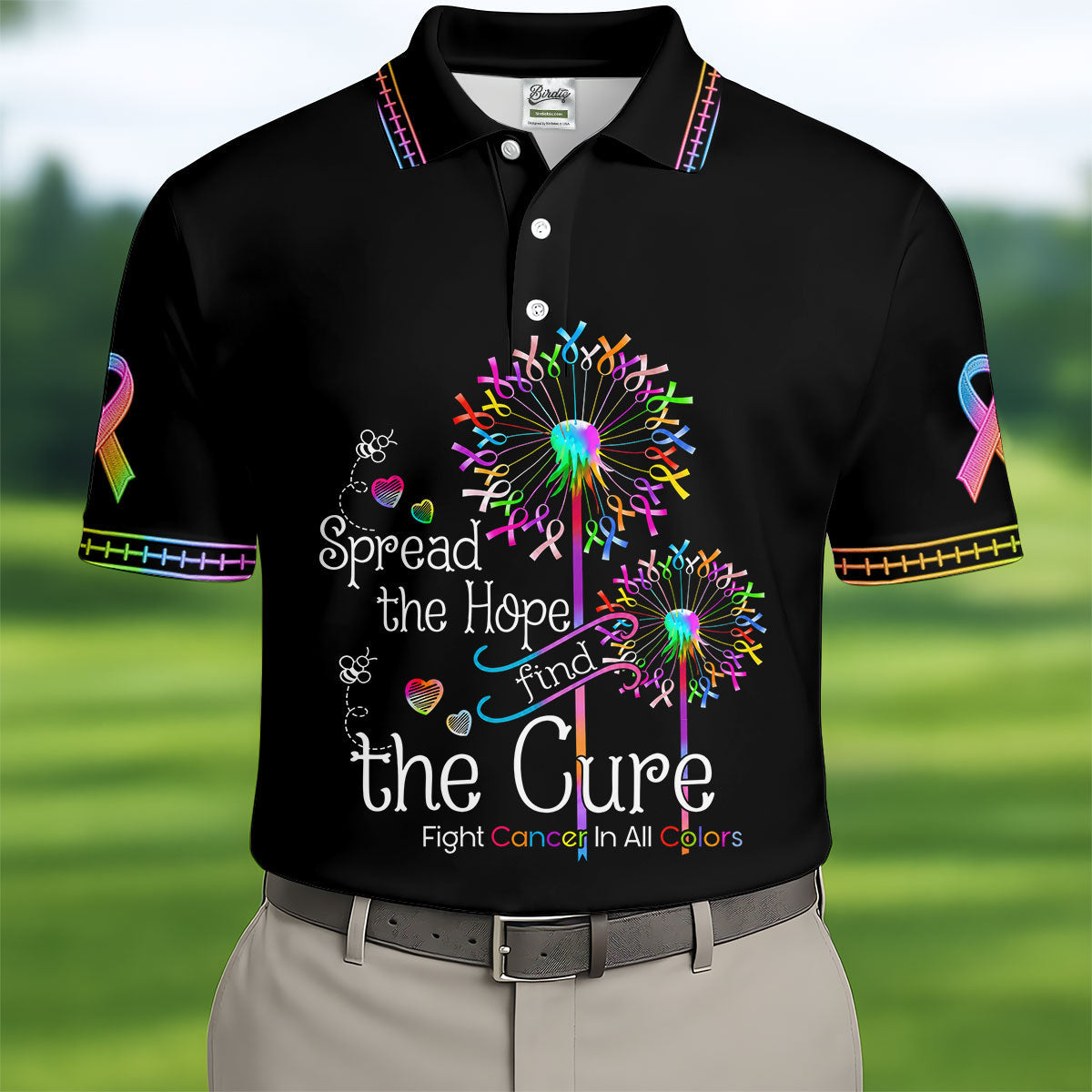 Spread The Hope Find The Cure Breast Cancer Awareness Golf Polo Shirt, Golf Shirts For Men