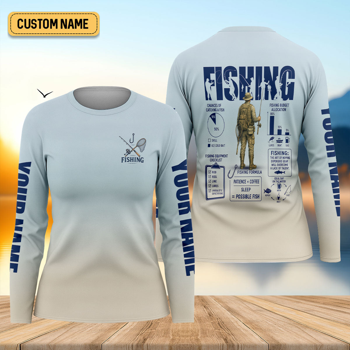 Custom Funny Fishing Infographic UPF Shirt, Womens Fishing Shirts, Womens Fishing Apparel