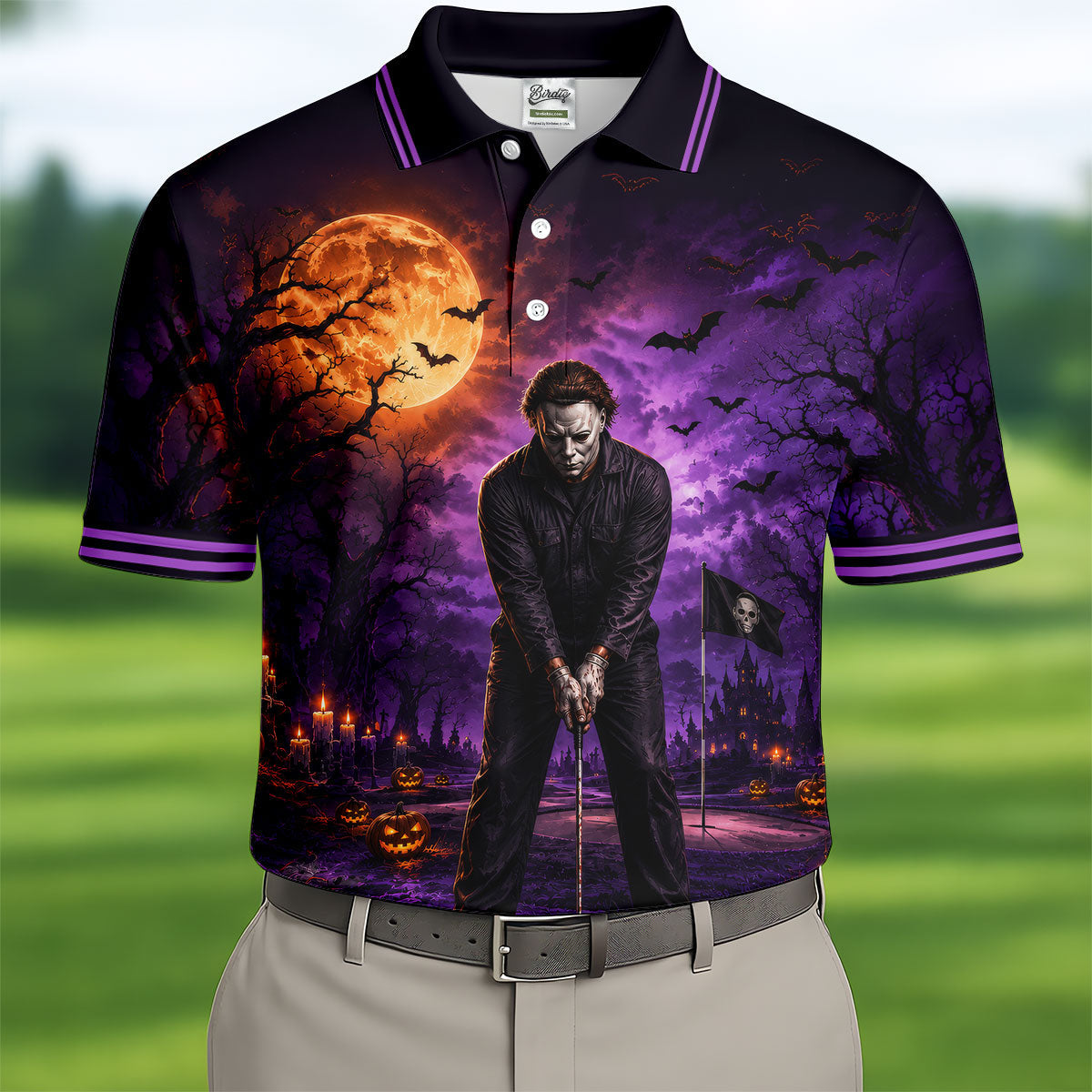 You Can't Kill The Bogeyman Halloween Polo Shirt, Hawaiian Golf Shirt, Mens Golf Apparel