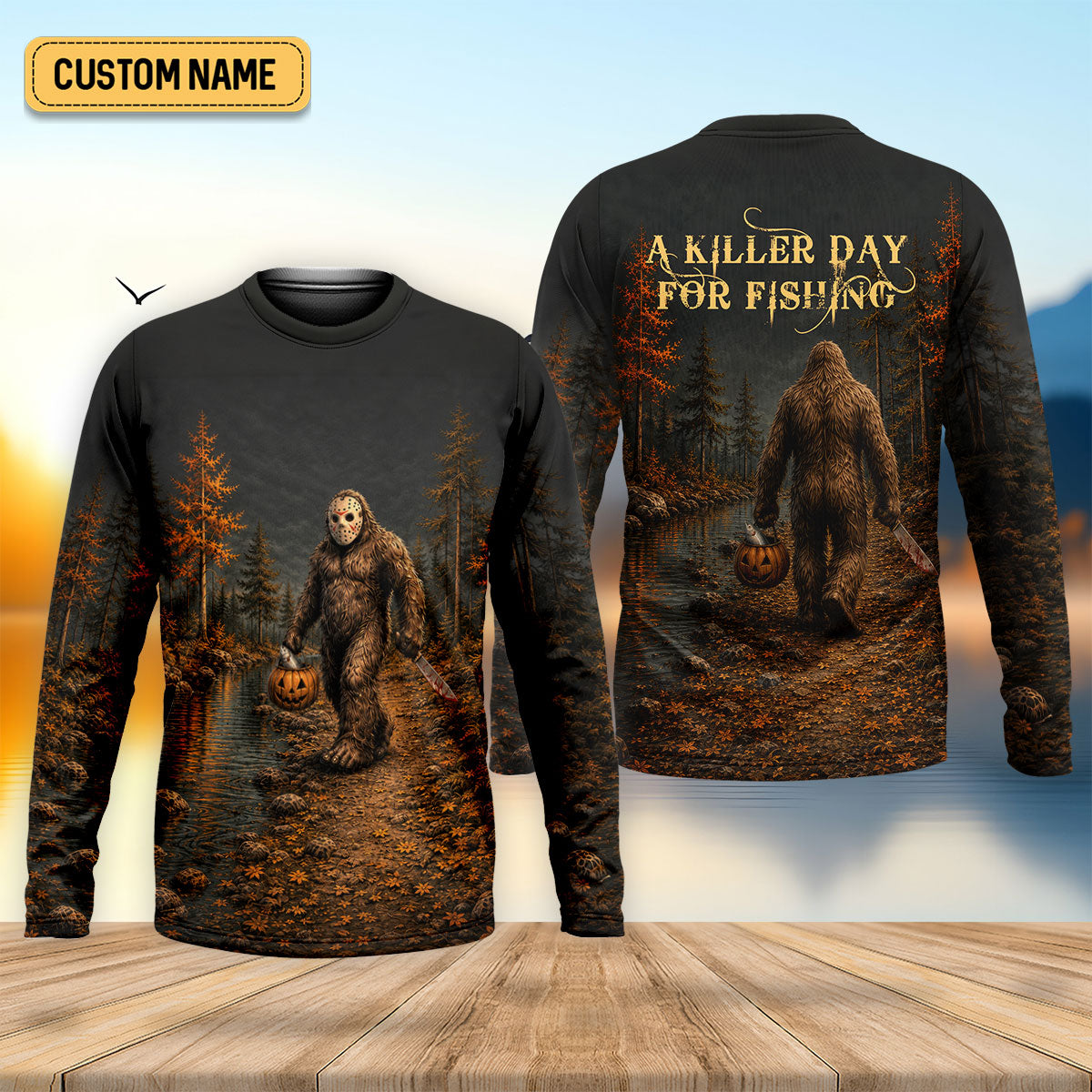 A Killer Day For Fishing Custom Halloween UPF Shirt, Funny Fishing Shirt, Fishing Shirts For Men