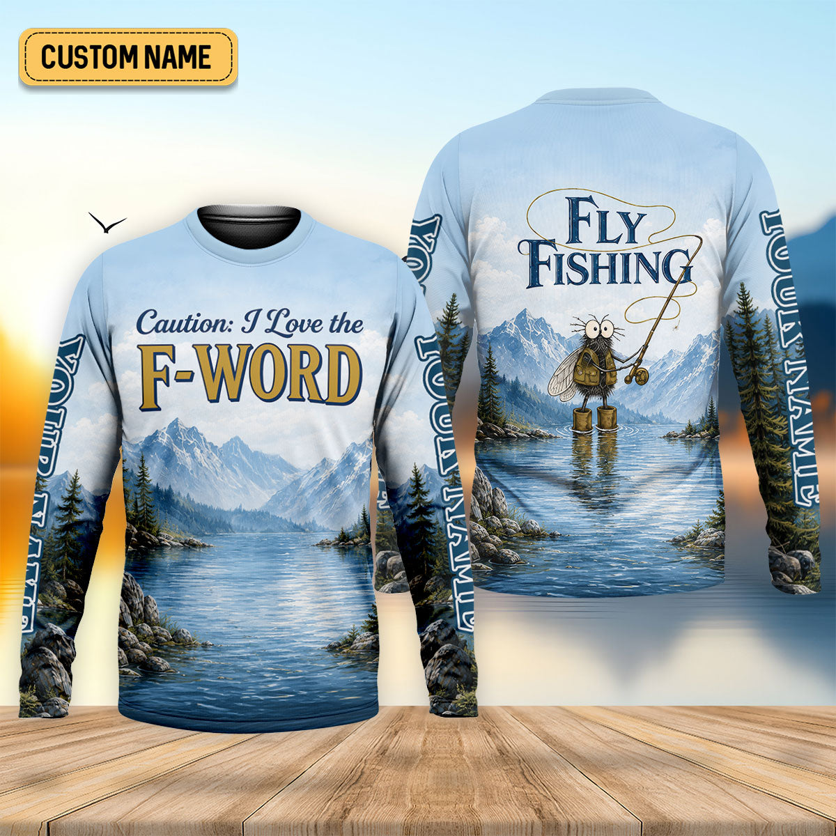 Caution I Love The F-Word Fly Fishing UPF Shirt, Mens Fishing Shirt, Fly Fishing Shirt