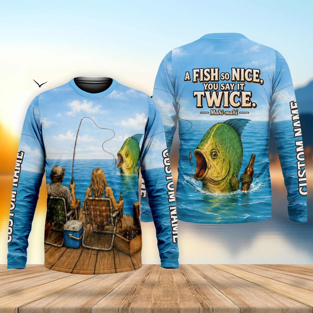 A Fish So Nice You Say It Twice Mahi Mahi UPF Shirt, Mens Fishing Shirt, Fishing Shirt