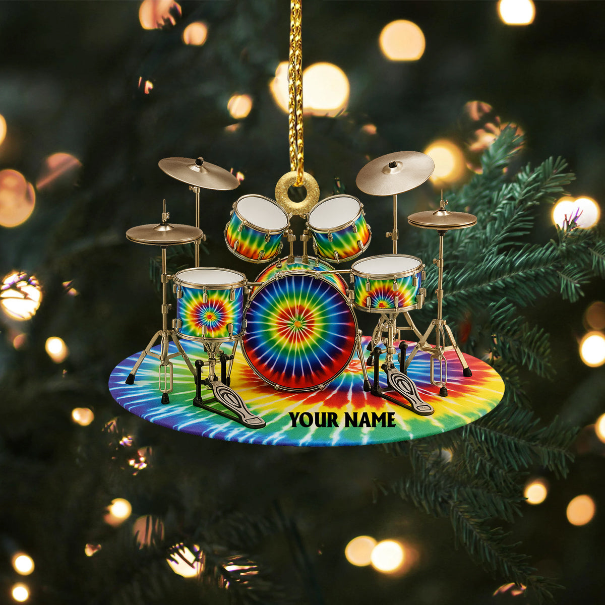 Custom Name Rainbow Drums Deadhead Acrylic Ornament, Rock Ornament, Gift For Rock Lovers