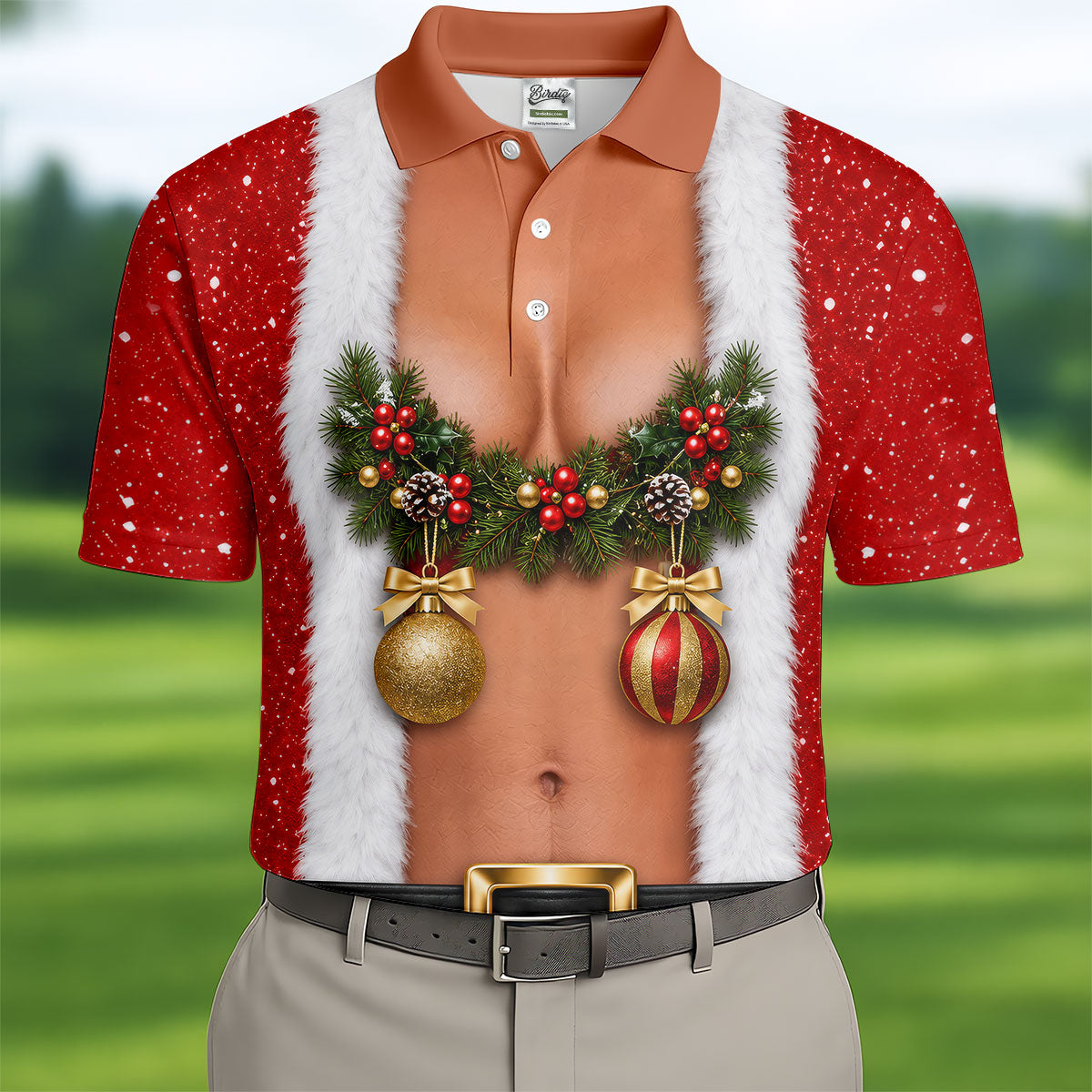 Funny Ornament Garland Christmas Golf Shirt, Mens Golf Shirts, Polo Shirts For Men