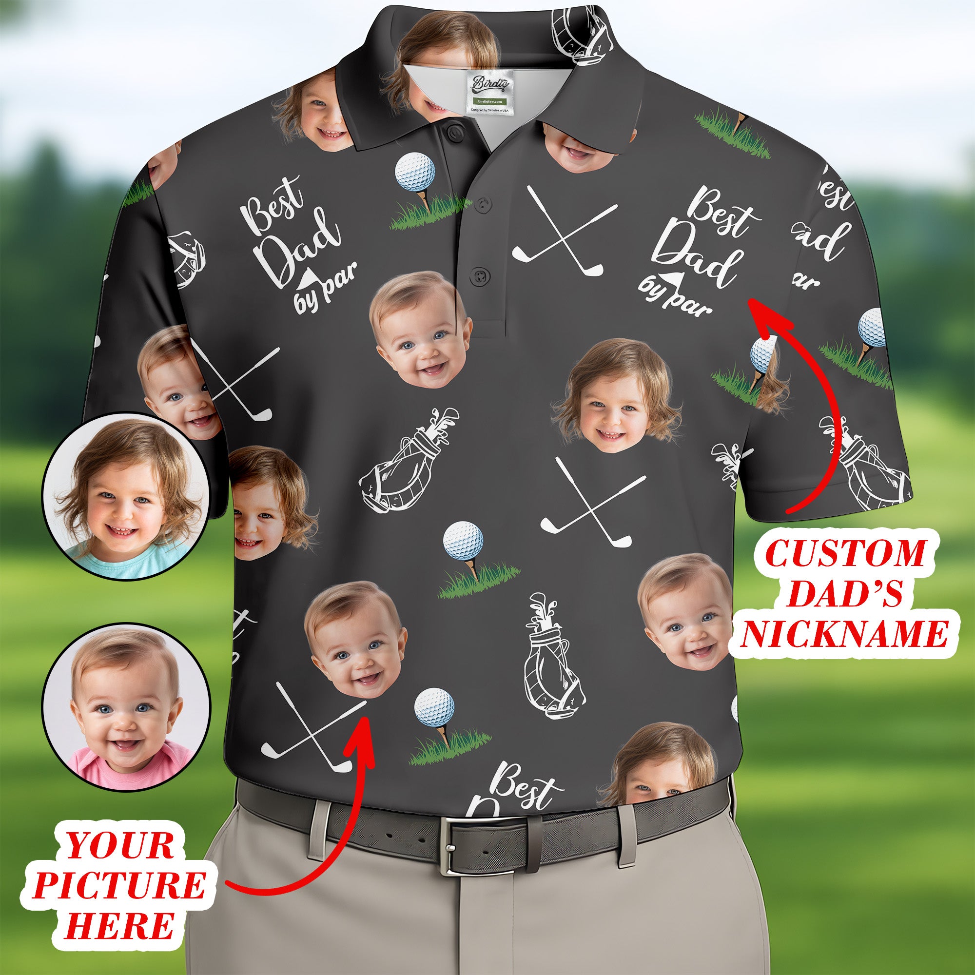 Best Dad By Par Custom Photo Golf Shirt, Fun Golf Shirt, Shirts for Men, Gift for Dad