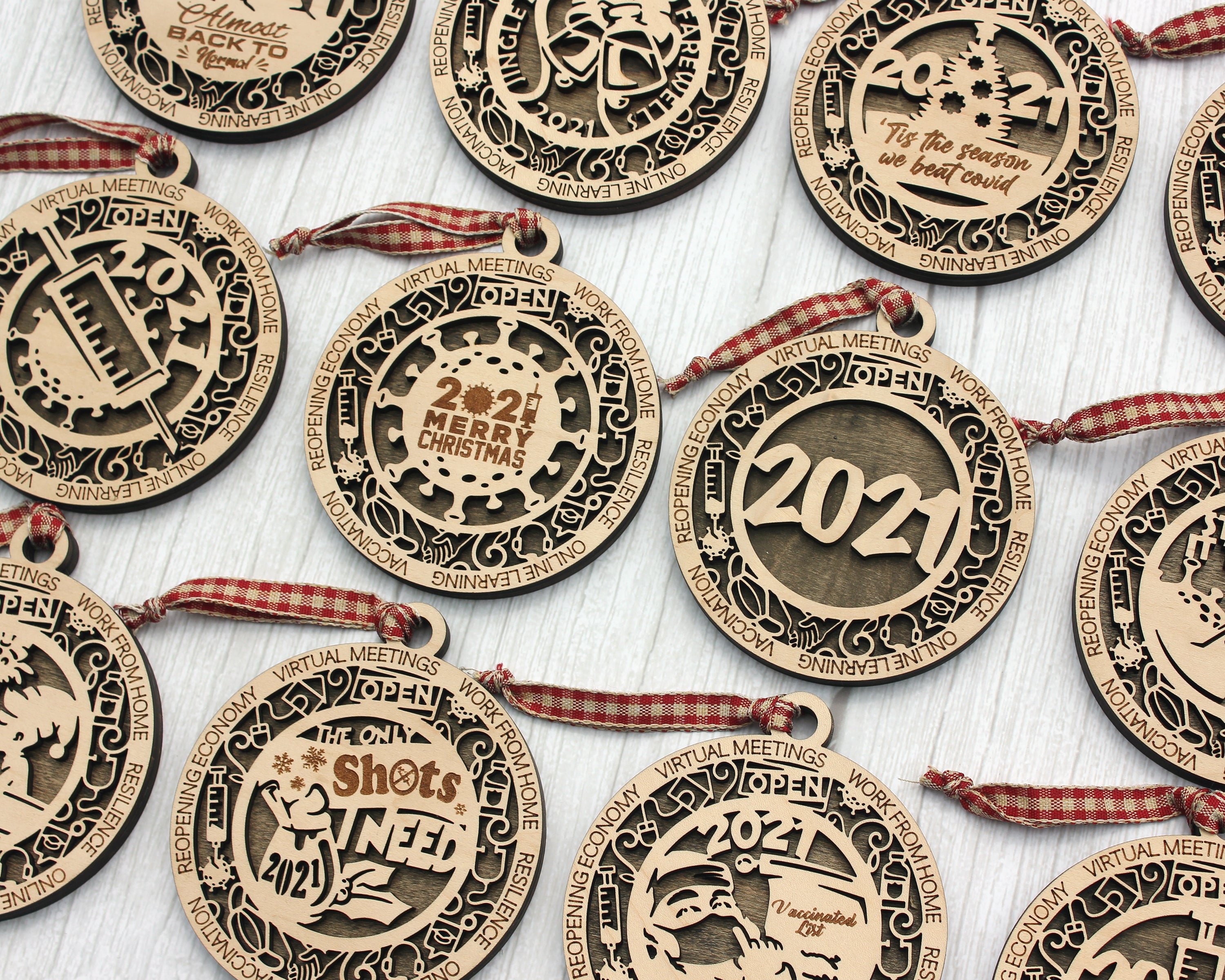 2021 Covid Ornament, Quarantine Ornament, Pandemic Christmas Ornament, 2-Layer Wood Ornaments
