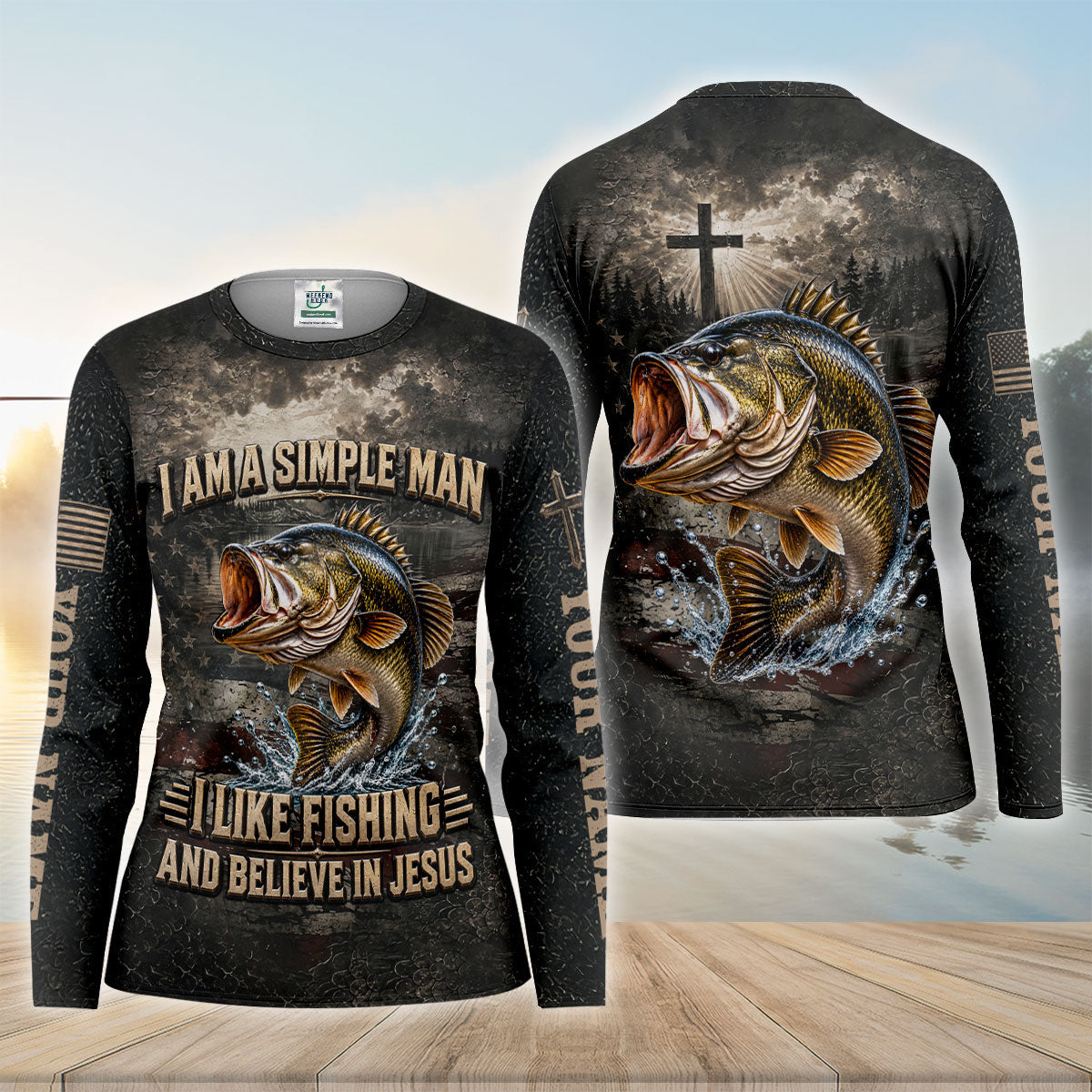 Simple Man Fishing Jesus Bass UPF Shirt, Fishing Sun Shirt, Fishing Shirts For Women