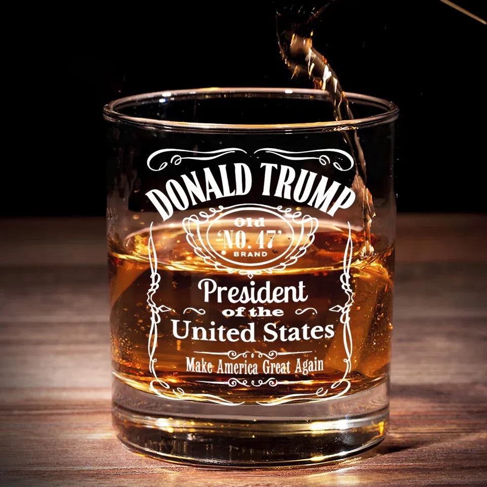 Trump2024 No.47, 47th US President Whiskey Glass, Patriotic Wine Glass   CustomFam