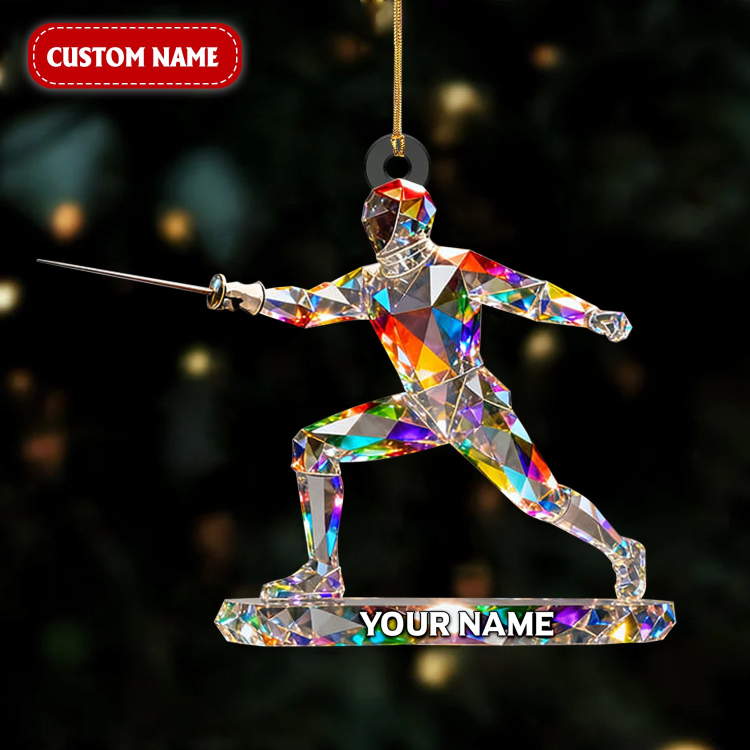 Custom Fencing Crystal Effect Acrylic Ornament, Pianist Gift, Piano Christmas Music Theme Decor