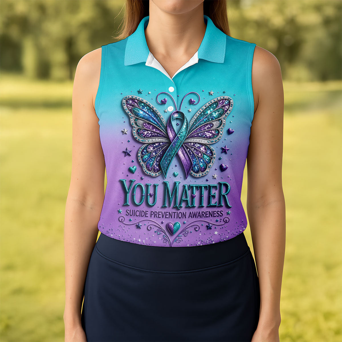 You Matter Suicide Prevention Awareness Butterfly Women’s Golf Polo, Suicide Golf Shirts