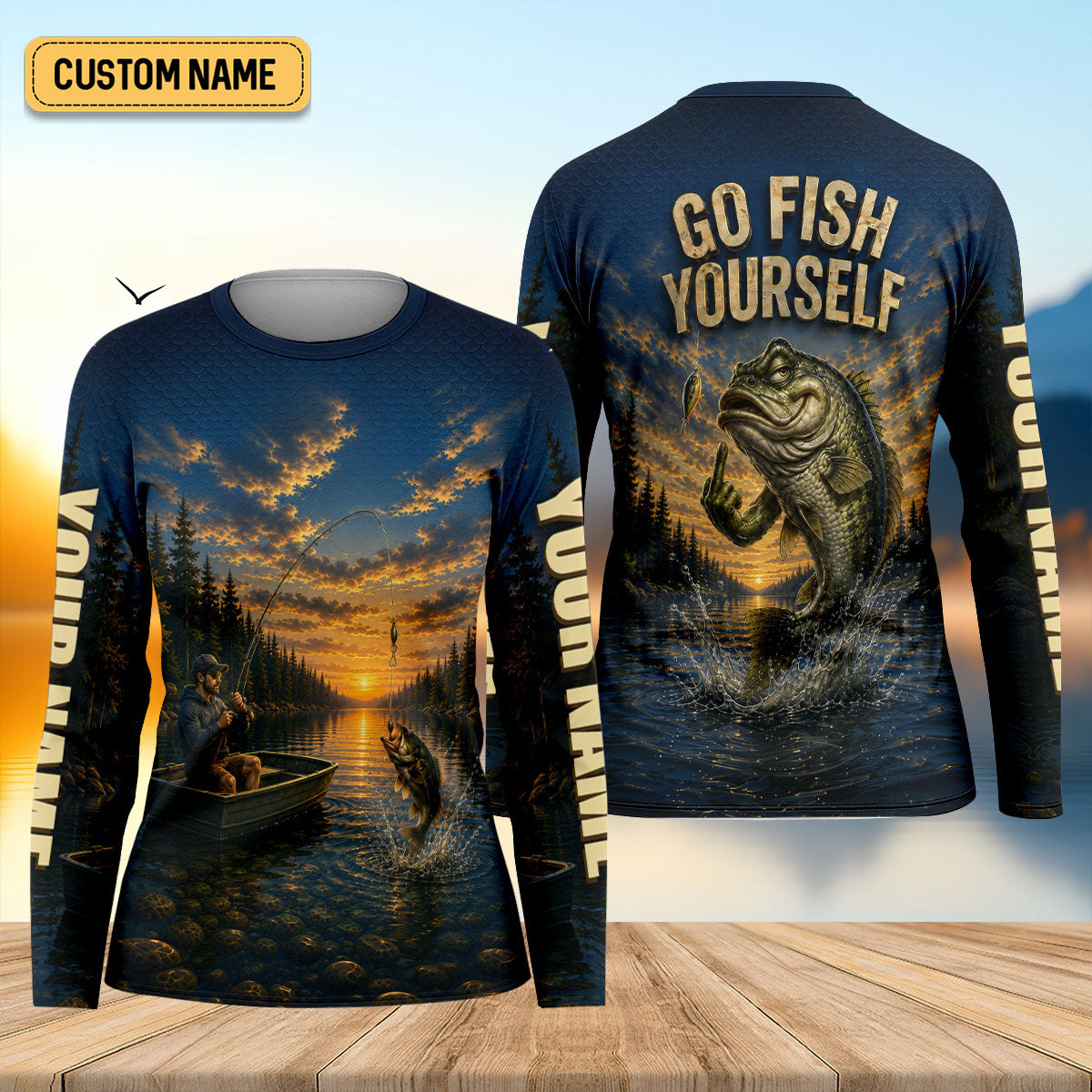 Go Fish Yourself Funny Bass Fishing UPF Shirt, Fishing Shirts For Women, Fishing Apparel