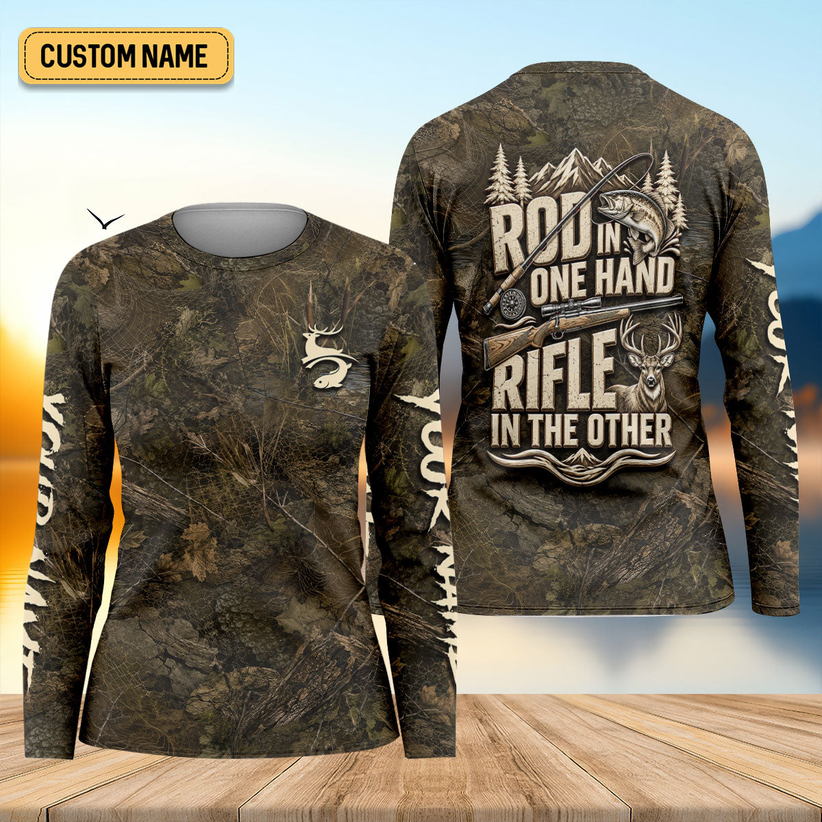 Rod In One Hand Rifle In The Other Fishing UPF Shirt, Fishing Shirts For Women, Hunting Shirt