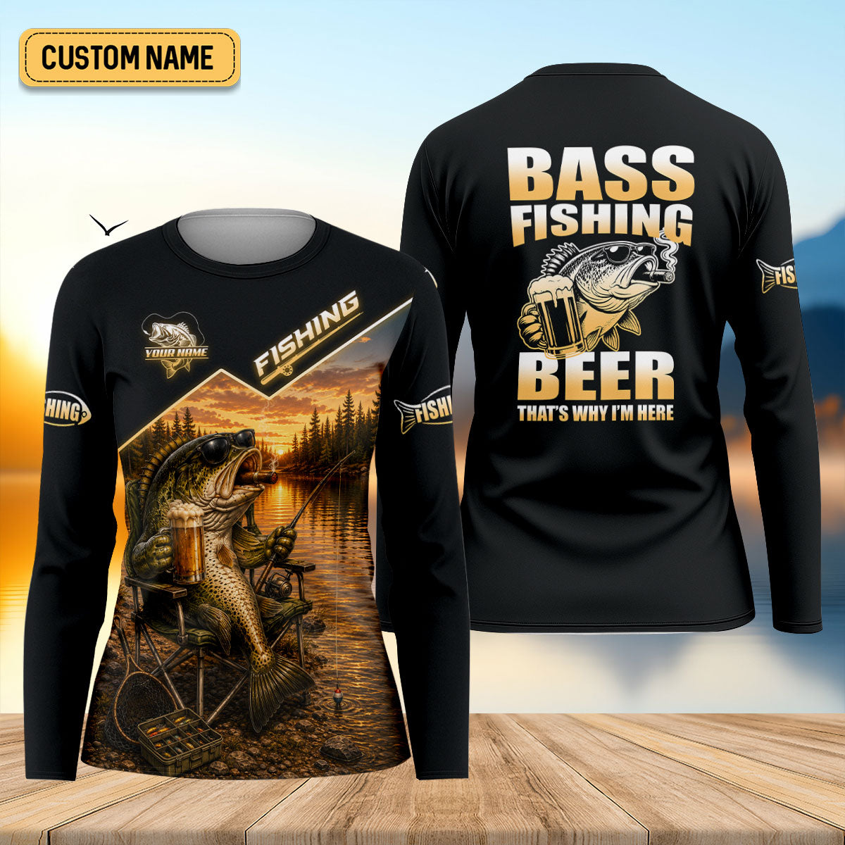 Bass Fishing Beer That's Why I'm Here Funny UPF Shirt, Womens Fishing Shirt, Fishing Shirt
