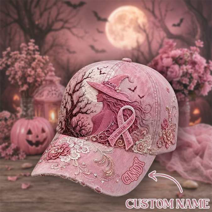 Witch Breast Cancer Awareness October Pink Hat, Breast Cancer Support Gift