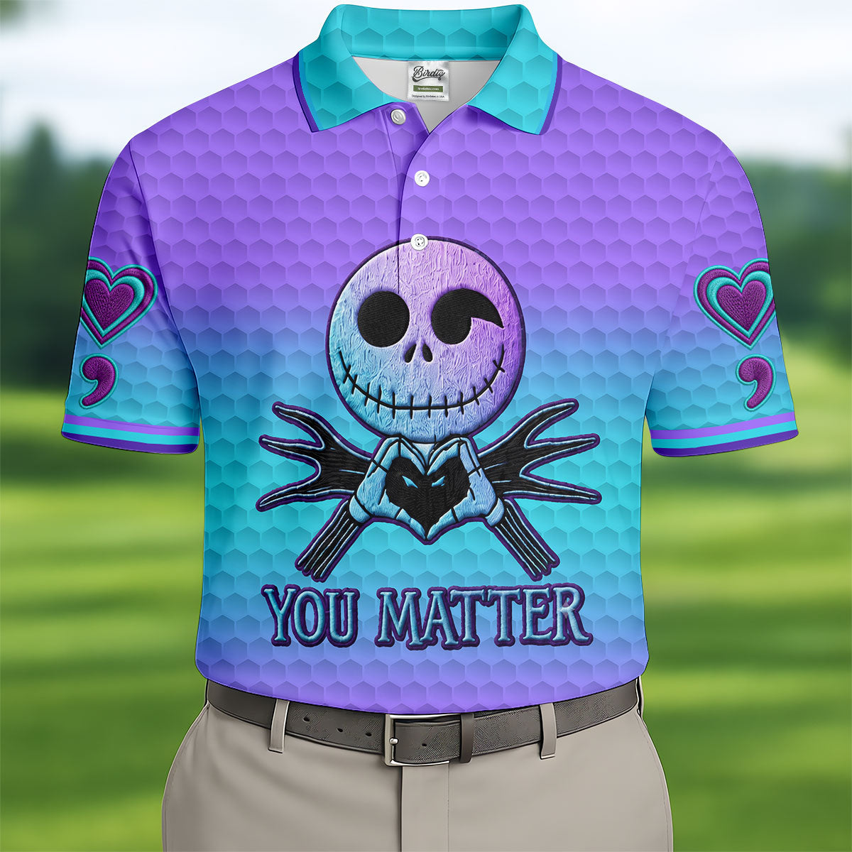 You Matter Suicide Prevention Skeleton Heart Hand Polo Shirts For Men, Mens Golf Polo