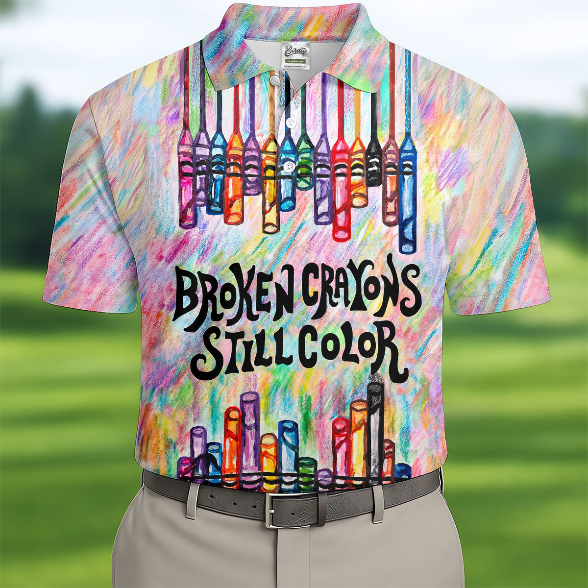 Broken Crayons Still Color Suicide Awareness Golf Polo Shirt, Mens Golf Polo
