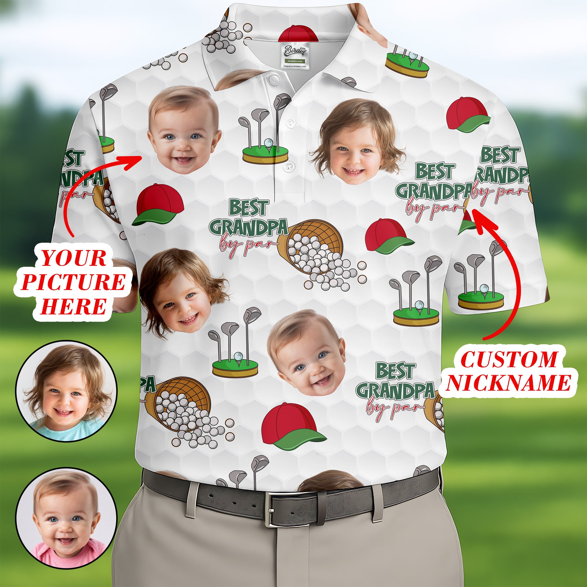 Best Grandpa By Par Custom Photo Golf Shirt, Funny Golf Shirt, Shirts for Men, Gift for Dad