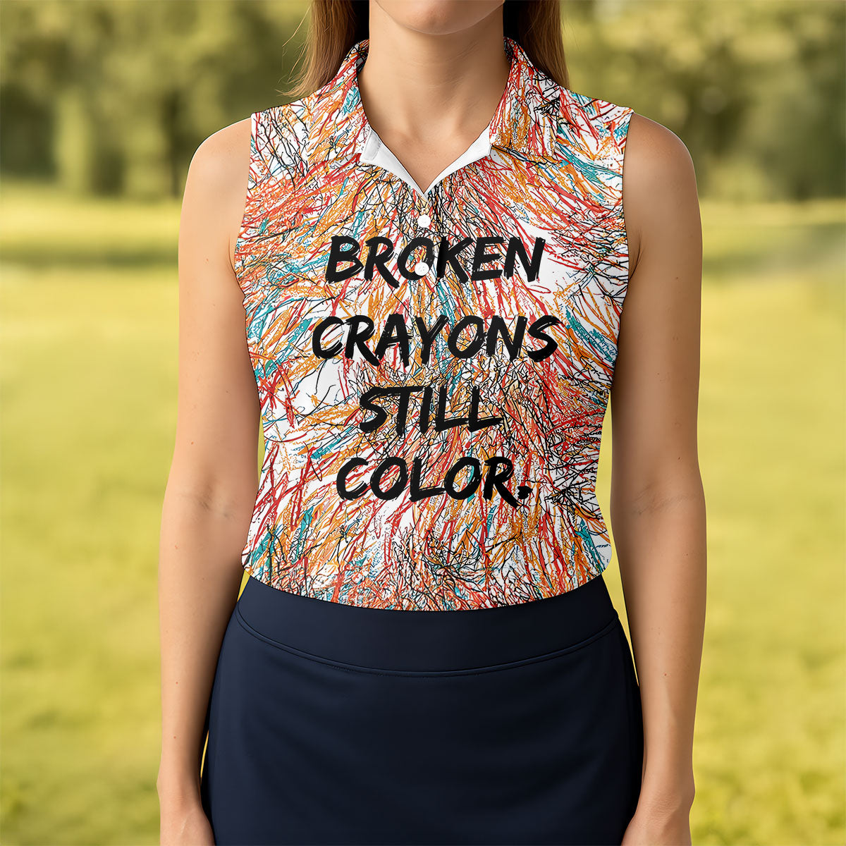 Broken Crayons Still Color Abstract Golf Polo Shirt, Ladies Golf Shirt, Womens Golf Tops