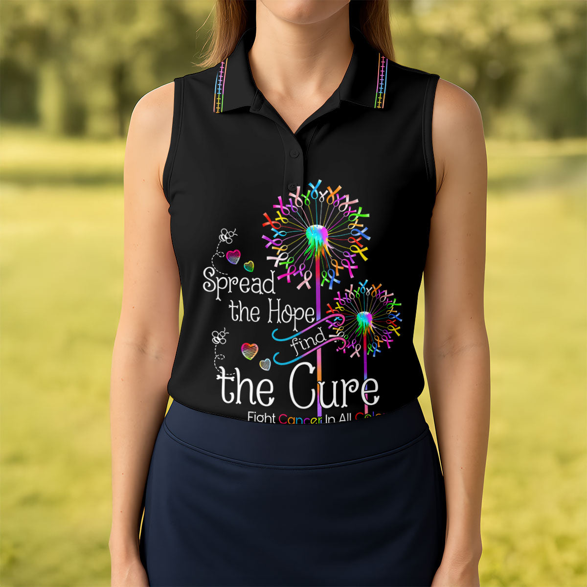 Spread The Hope Find The Cure Breast Cancer Awareness Golf Polo Shirt, Golf Shirts For Women