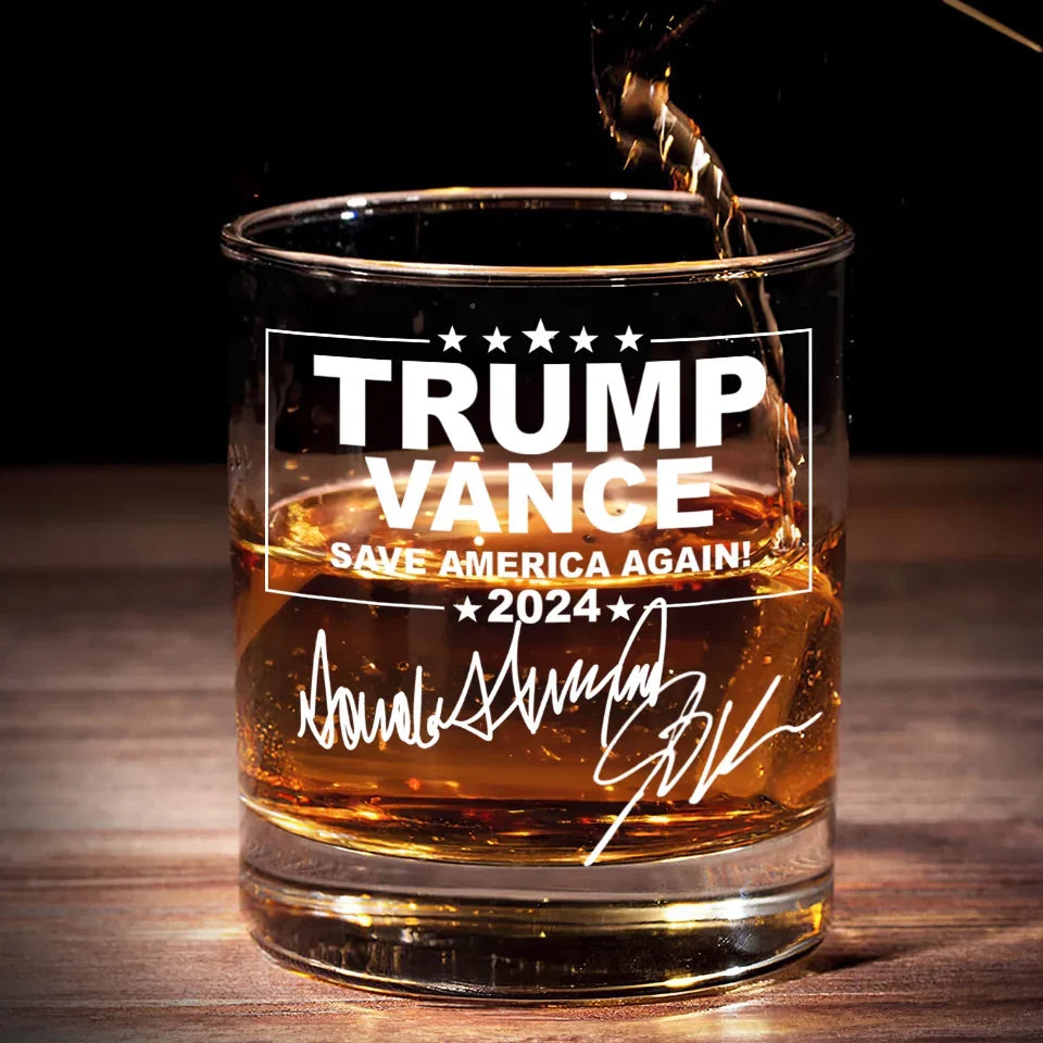 Trumpvance Save America Again 2024 Whiskey Glass, Trump2024 Printing Glassware, Presents For Dad