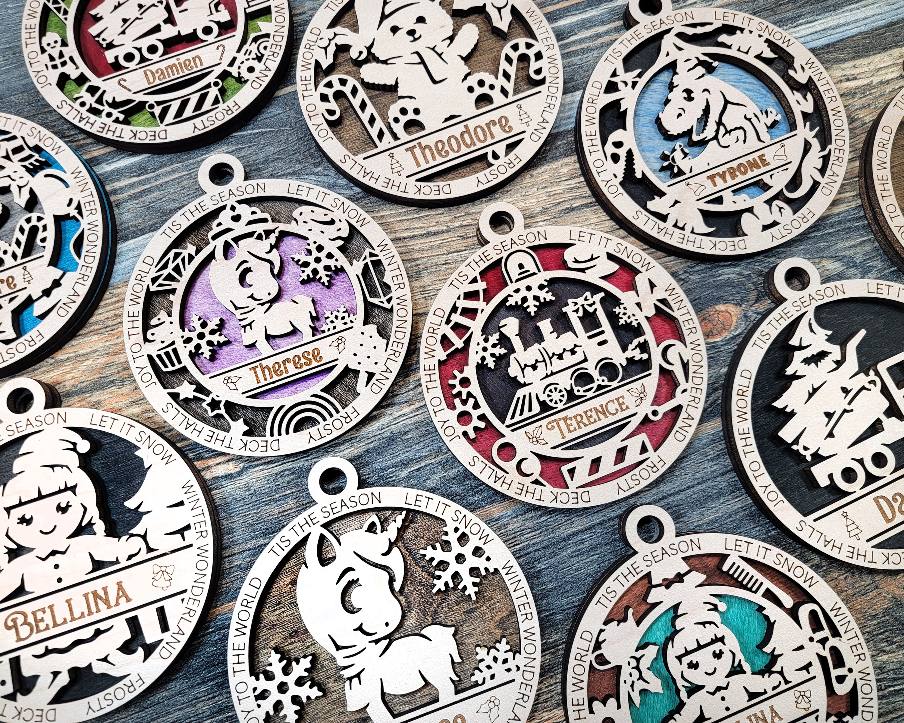 Tis The Season Personalized Wood Christmas Ornaments, Christmas Gifts