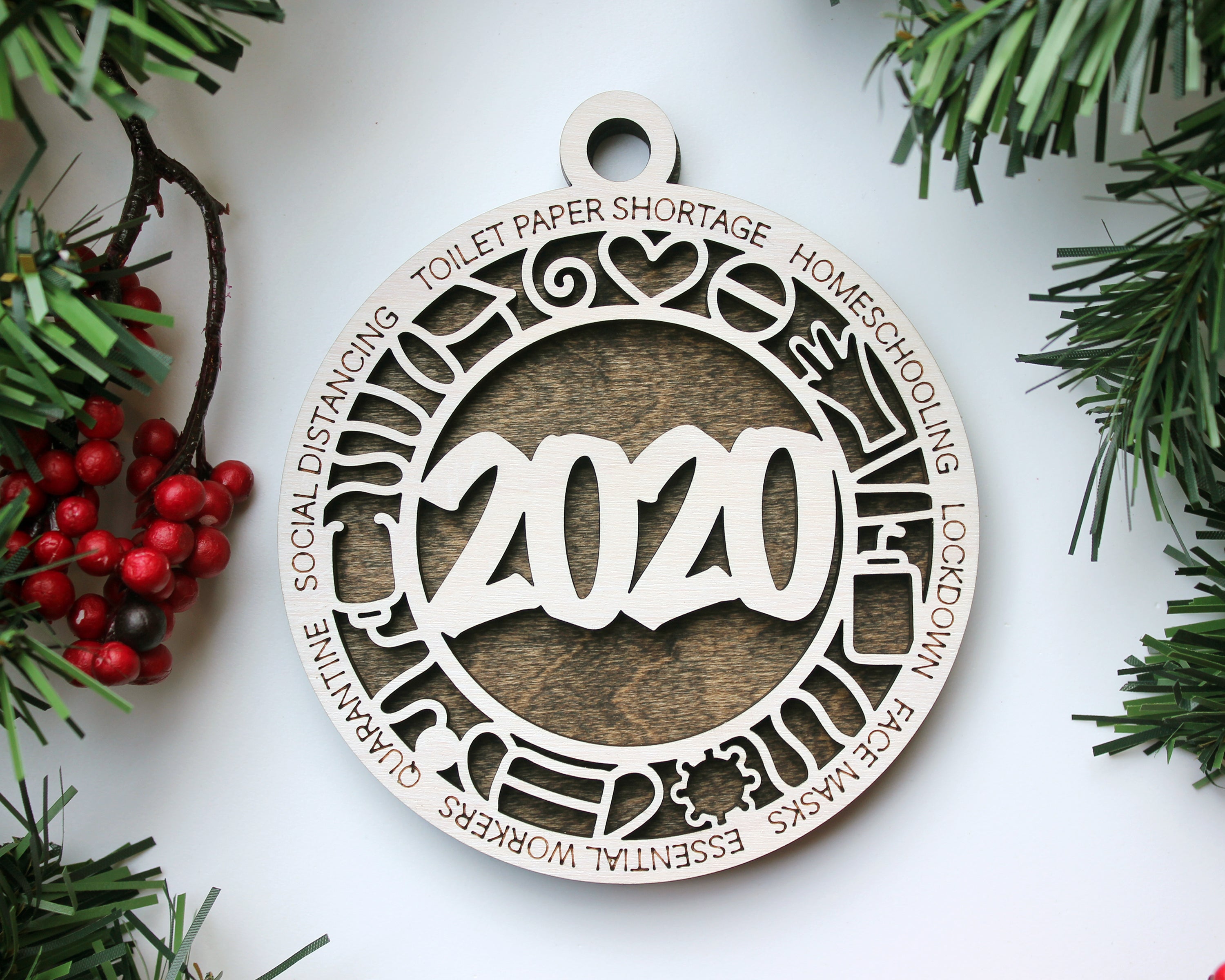 2020 Commemorative Ornament, Quarantine Ornament, Covid Ornament, 3D Christmas Wood Ornaments