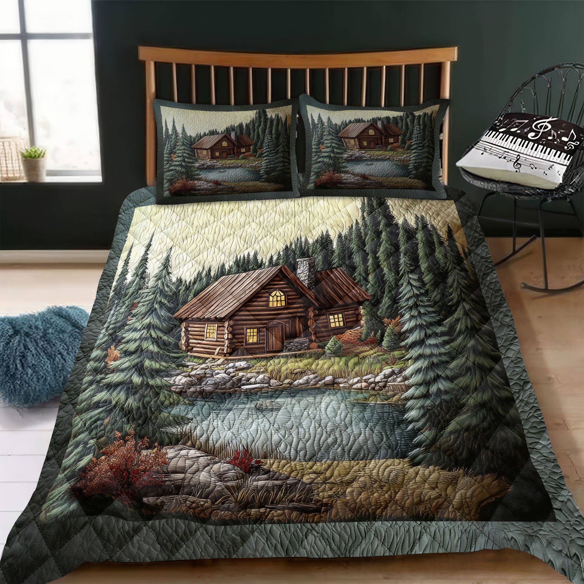 Log Cabin Quilt Bed Sets, Bedding Set, Bedroom Decor