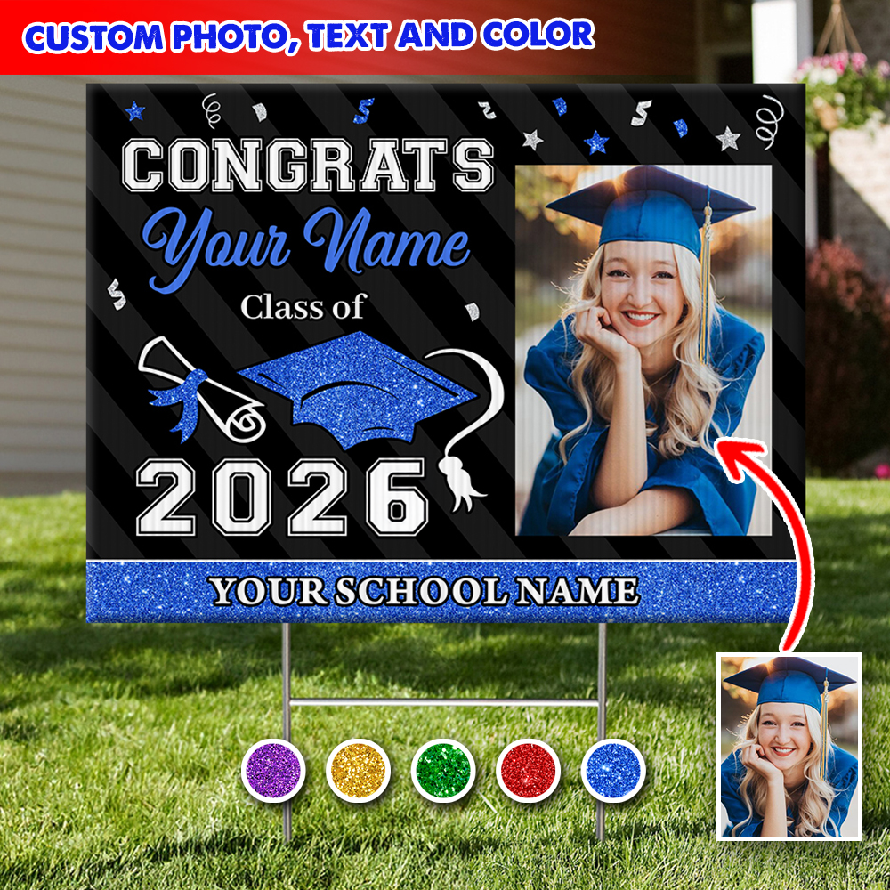 Graduation Yard Sign With Photo - Personalized Graduation Yard Sign - Custom Graduation Lawn Sign