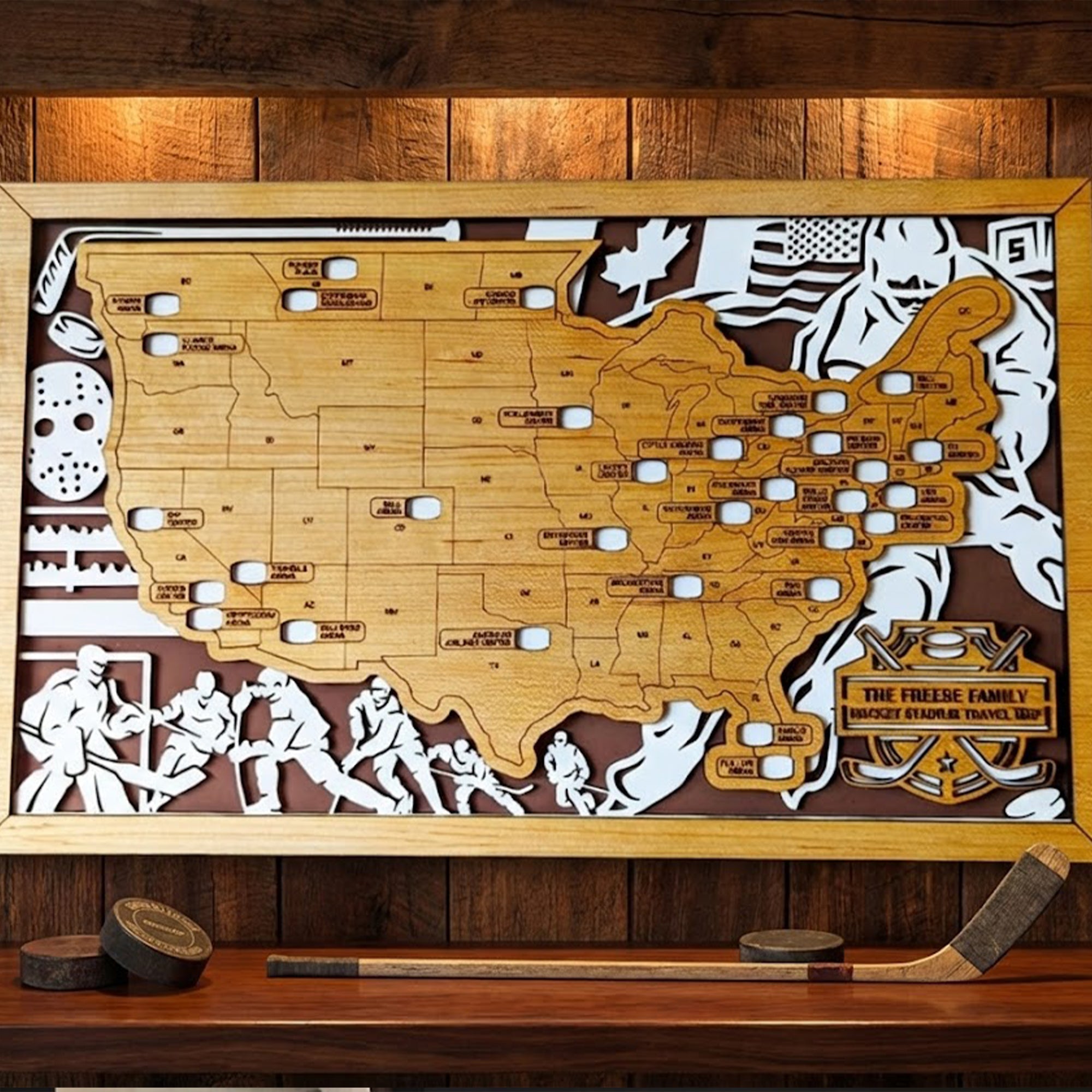 Stadium Map Custom Travel Map Hockey Map Home Decor Personalized Gift Gift For Him