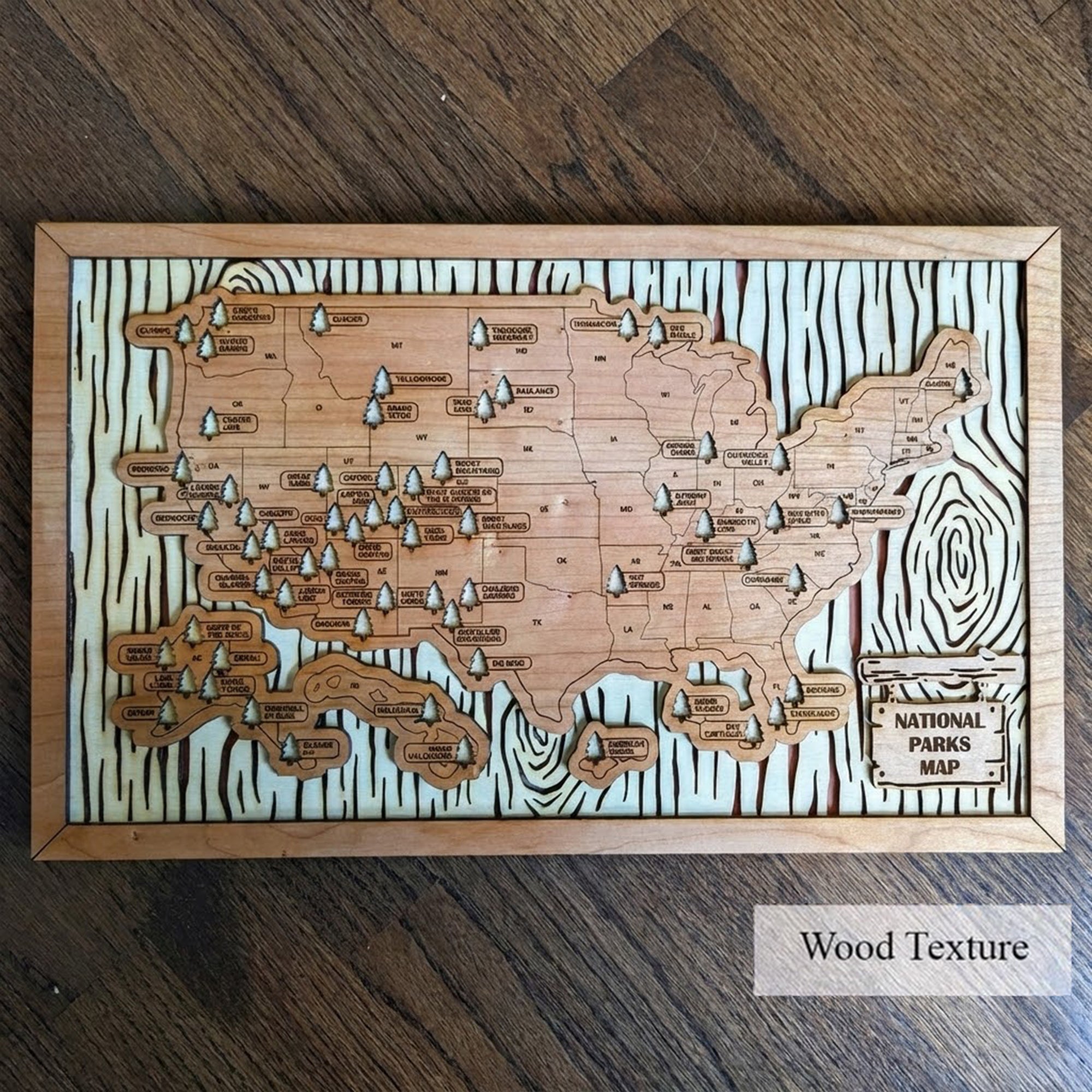 Personalized National Park Map Wooden Checklist Travel With Pins, Travel Map Tracker, Adventure Map, Gift for Hiker