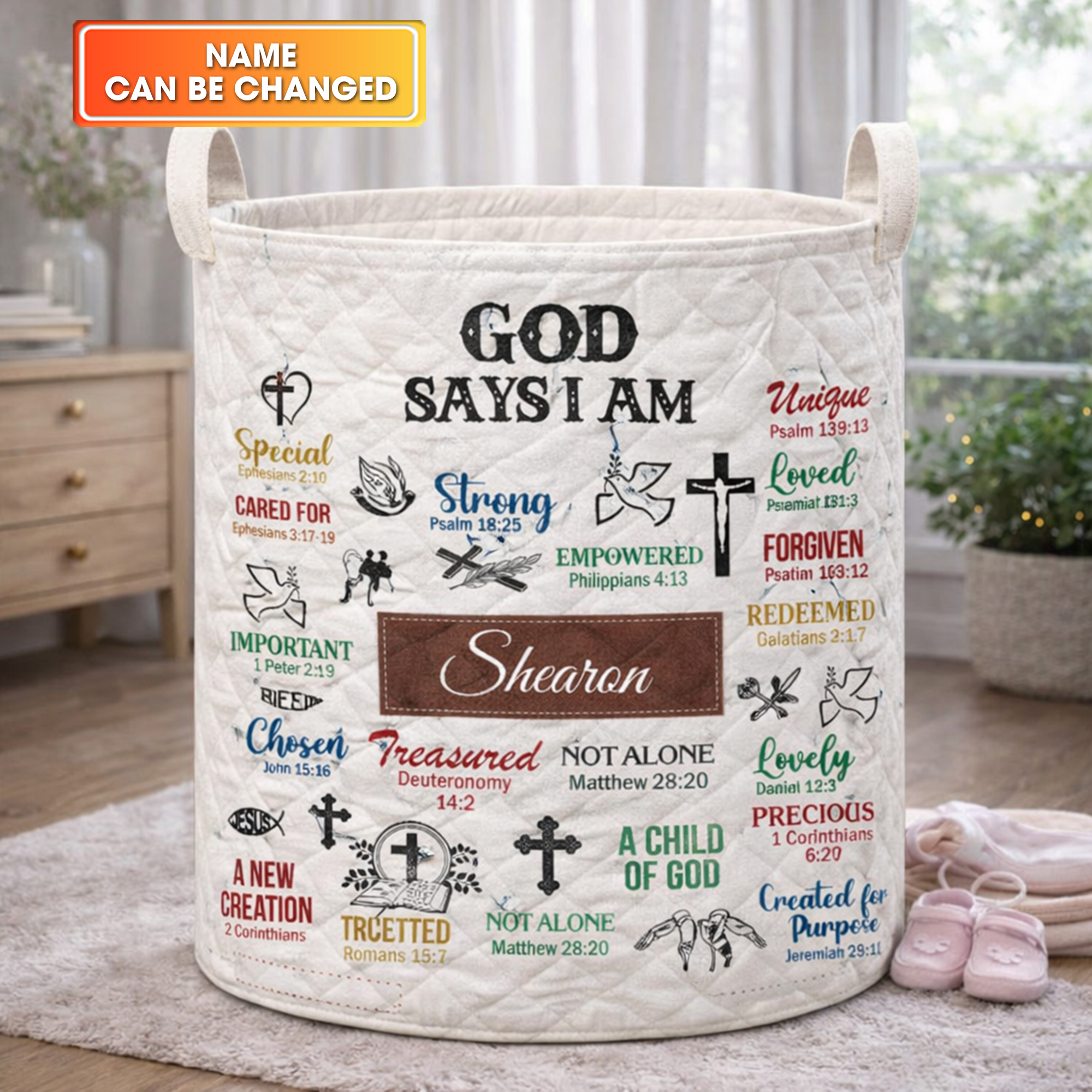 God Says I Am Basket Laundry Gifts, Housewarming Gift Ideas, Mother's Day Presents For Women Of God