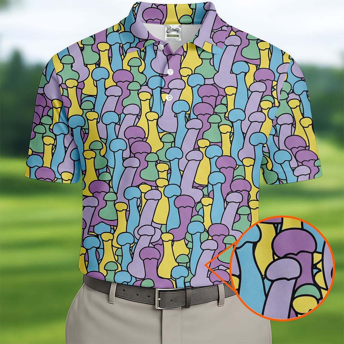 Funny Colorful Adult Humor Pattern Polo Shirt, Mens Golf Shirts, Golf Apparel For Men