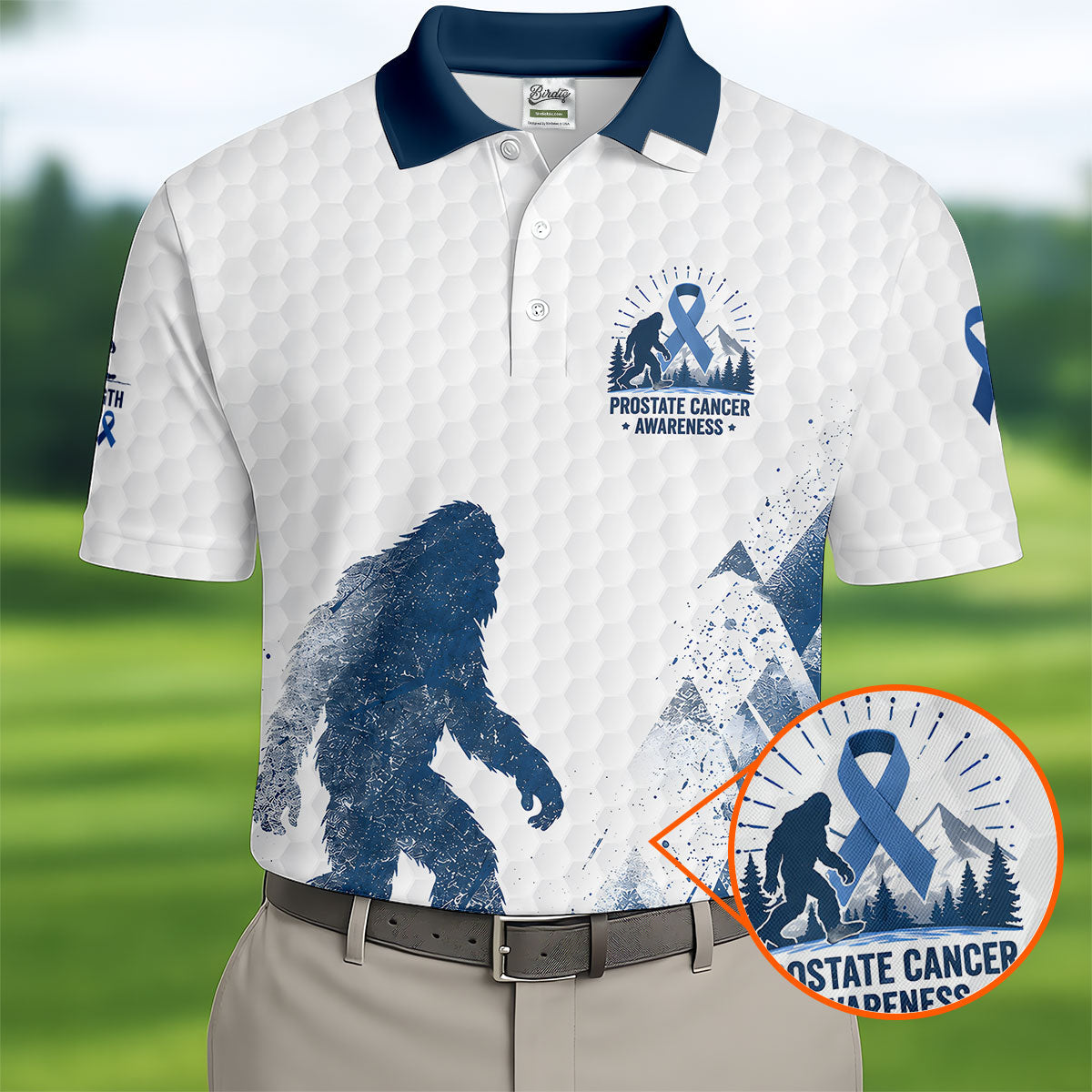 Bigfoot Prostate Cancer Awareness Polo Shirt, Mens Golf Polo, Printed Golf Shirts