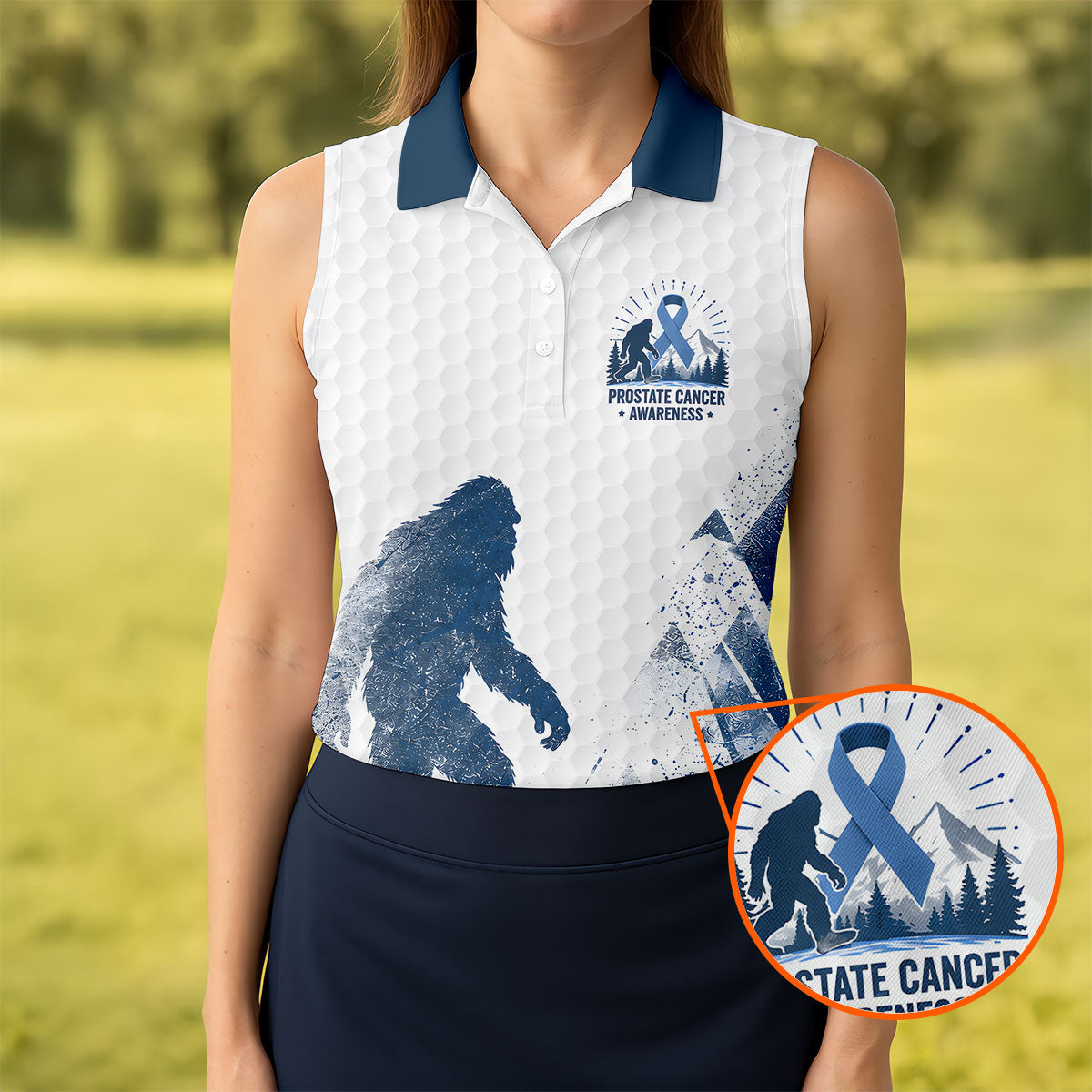 Bigfoot Prostate Cancer Awareness Polo Shirt, Ladies Golf Shirt, Womens Golf Tops