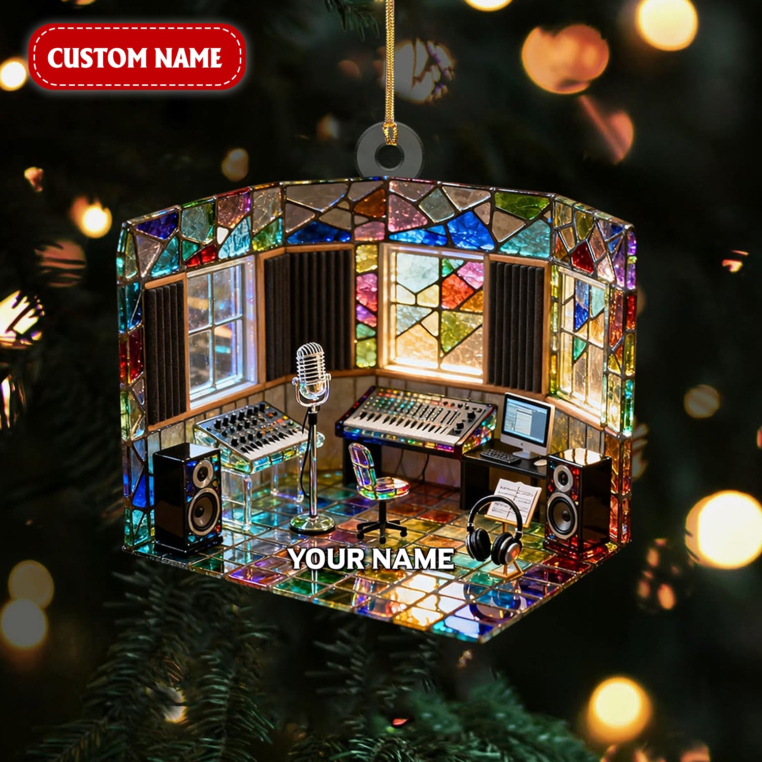 Custom Name Recording Studio Acrylic Ornaments Glass Effect, Career Ornaments, Acrylic Christmas Ornaments
