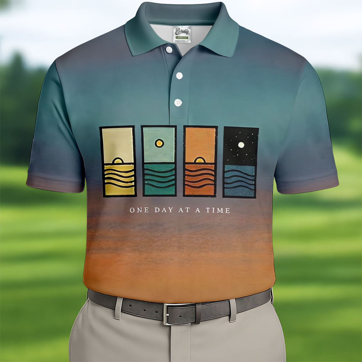 One Day At A Time Suicide Prevention Abstract Mens Golf Polo, Golf Polo Shirts For Men