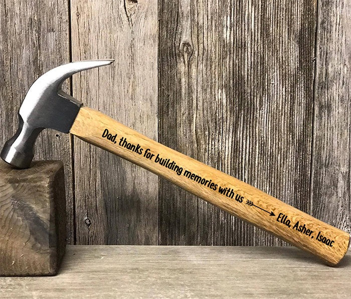 Dad Thanks For The Memories With Us Laser Custom Engraved Hammer, Framing Hammer, Gifts For Dad