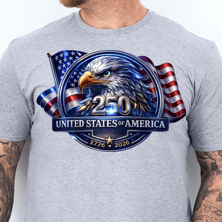 USA 250th Anniversary Eagle Emblem Bright Shirt, Personalized Patriot Sweatshirt, Patriotic Tee