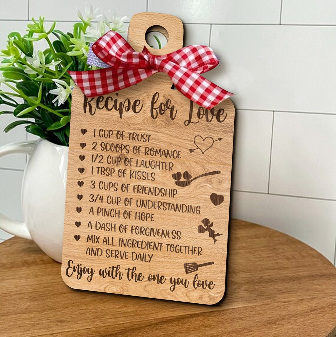 Recipe Cutting Board Wooden Sign, Recipe for Love Sign, Couple Valentine Gifts, Valentines Gifts For Her