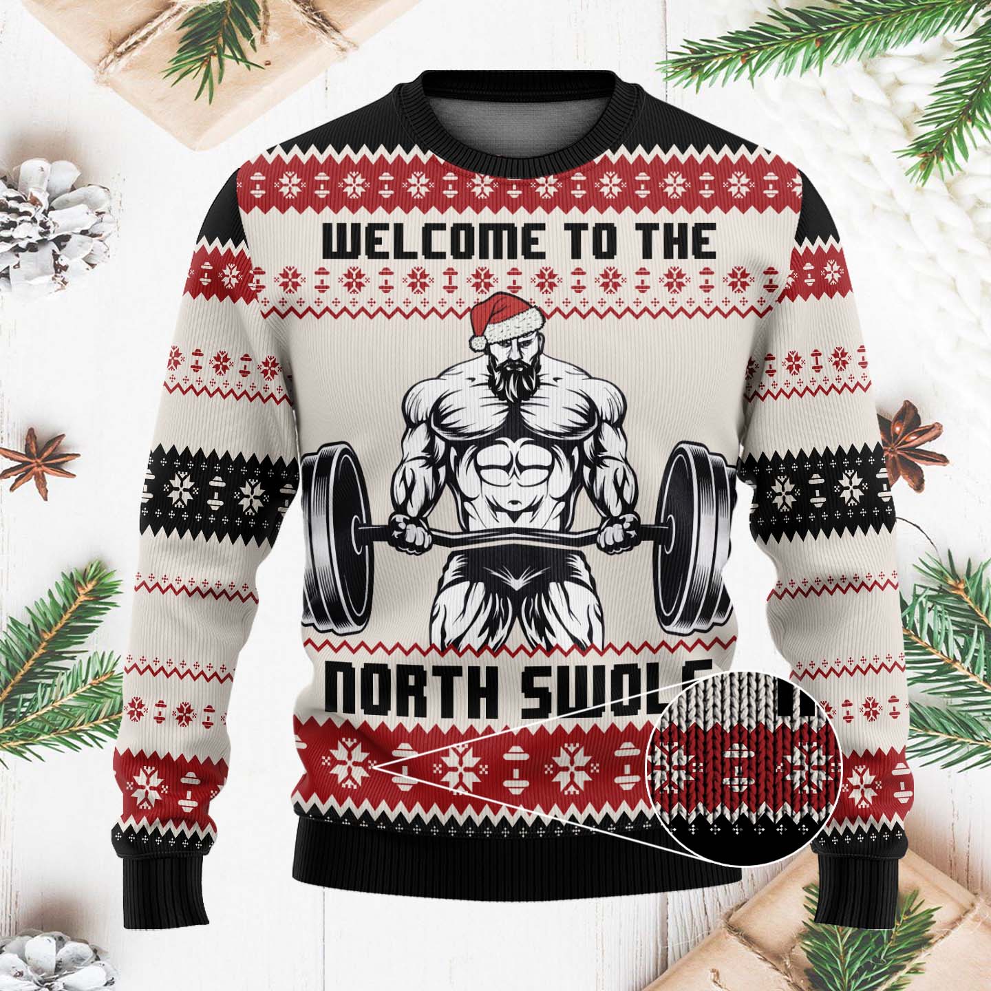 Welcome To The North Swole Funny Christmas Ugly Sweater, Gift For Gym Lovers
