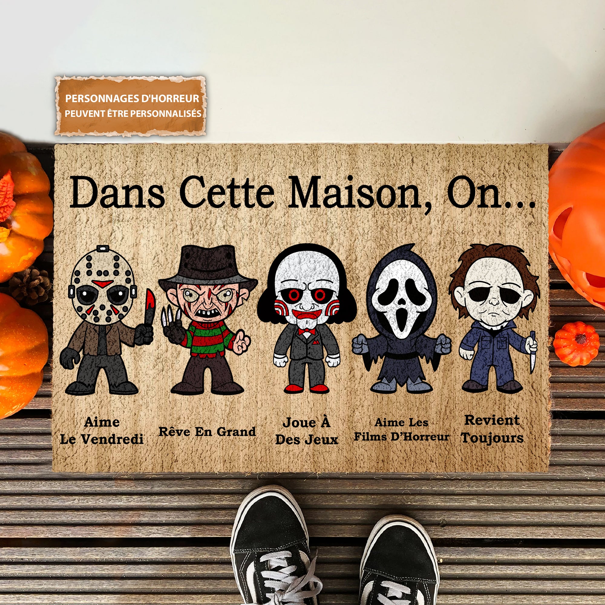 Dans Cette Maison, Nous Avons Des Personnages d'horreur, Un Paillasson, Un Cadeau Pour Les Fans De Films d'horreur, Une Décoration d'Halloween